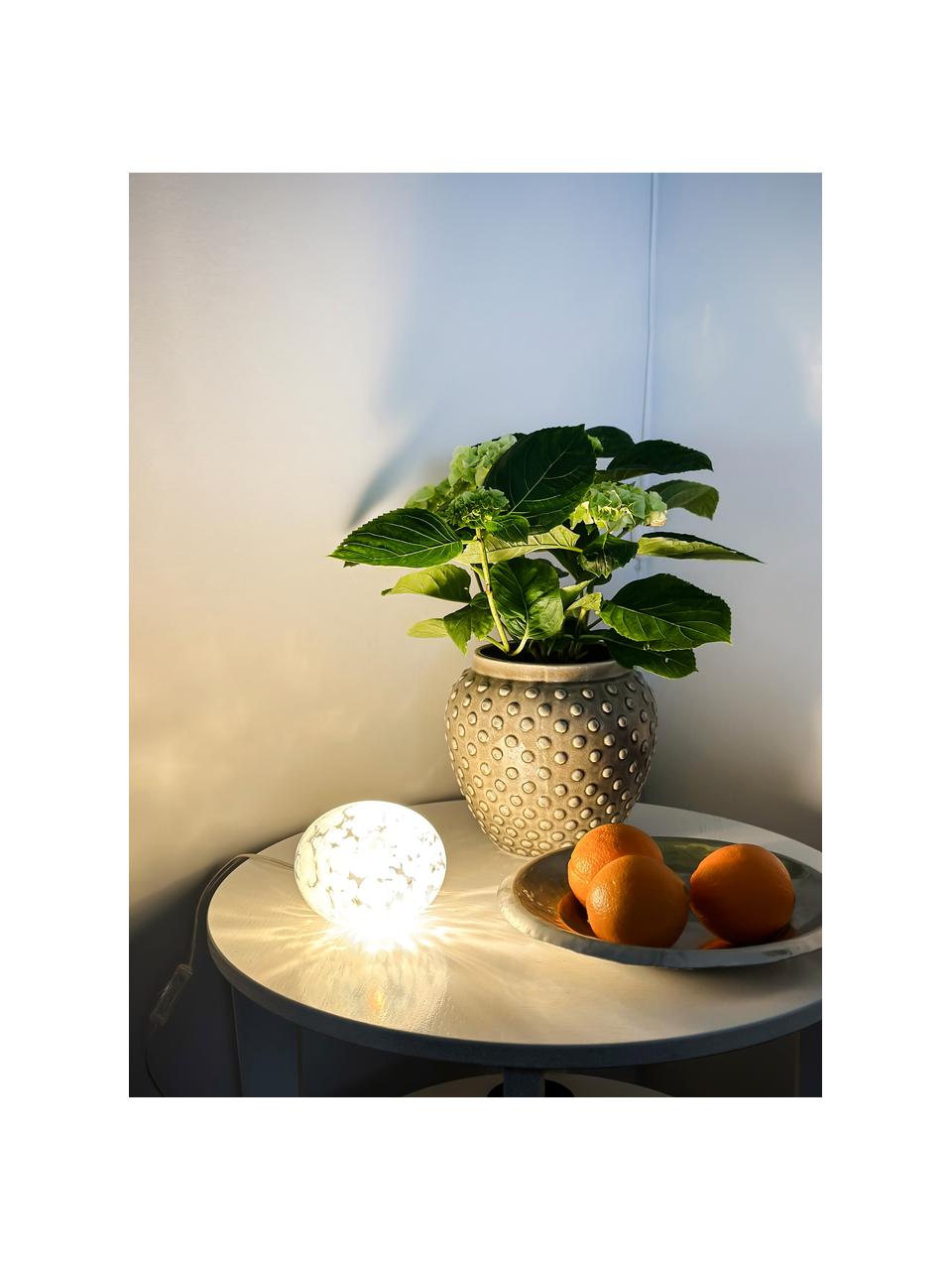 Kleine Tischlampe Globus, verschiedene Grössen, Lampenschirm: Glas, Weiss, gesprenkelt, Ø 13 x H 10 cm