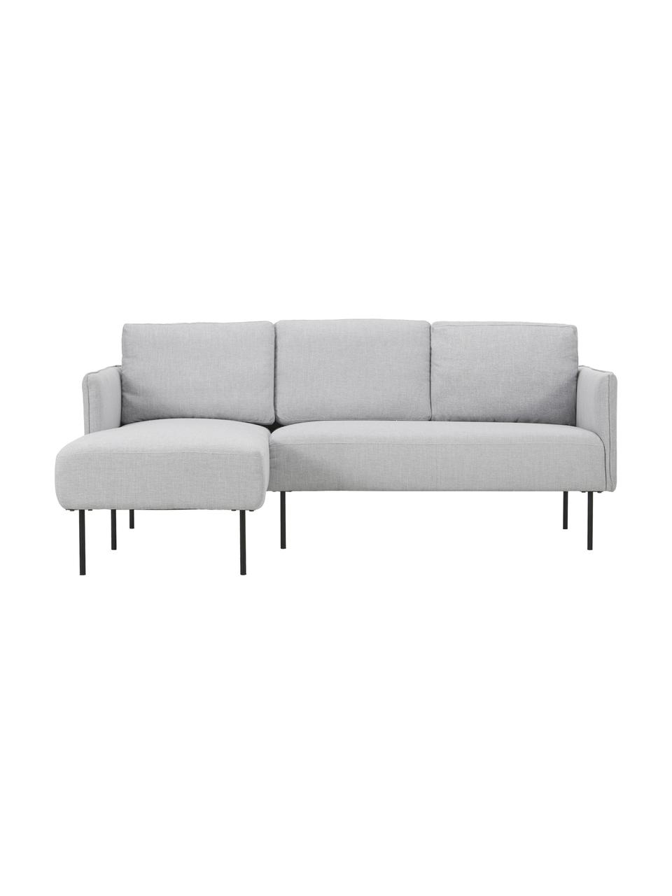 Ecksofa Ramira in Hellgrau mit Metall-Füßen, Bezug: Polyester 40.000 Scheuert, Gestell: Massives Kiefernholz, Spe, Füße: Metall, pulverbeschichtet, Webstoff Hellgrau, 192 x 79 cm