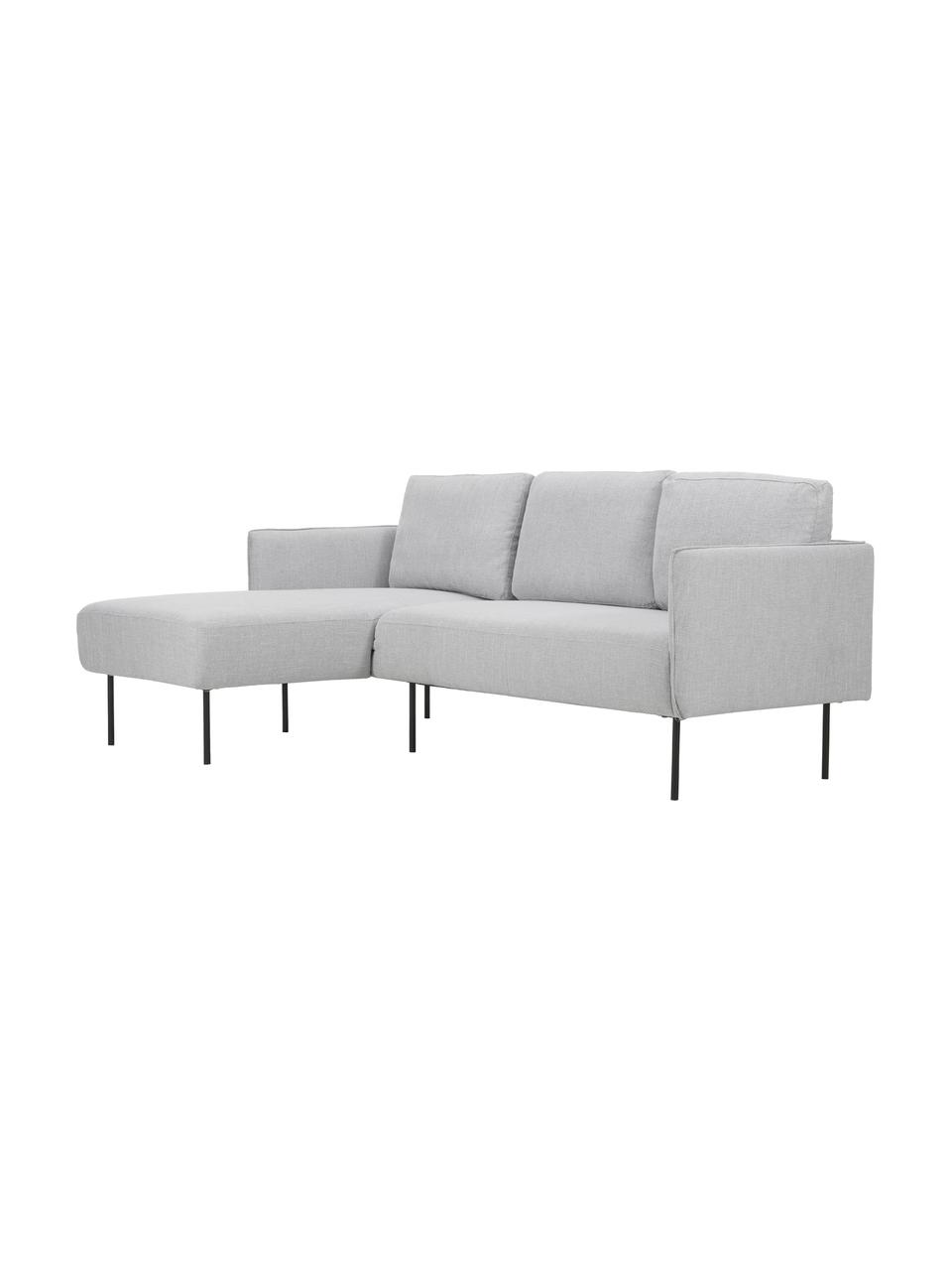 Ecksofa Ramira in Hellgrau mit Metall-Füssen, Bezug: Polyester 40.000 Scheuert, Gestell: Massives Kiefernholz, Spe, Webstoff Hellgrau, B 192 x T 139 cm