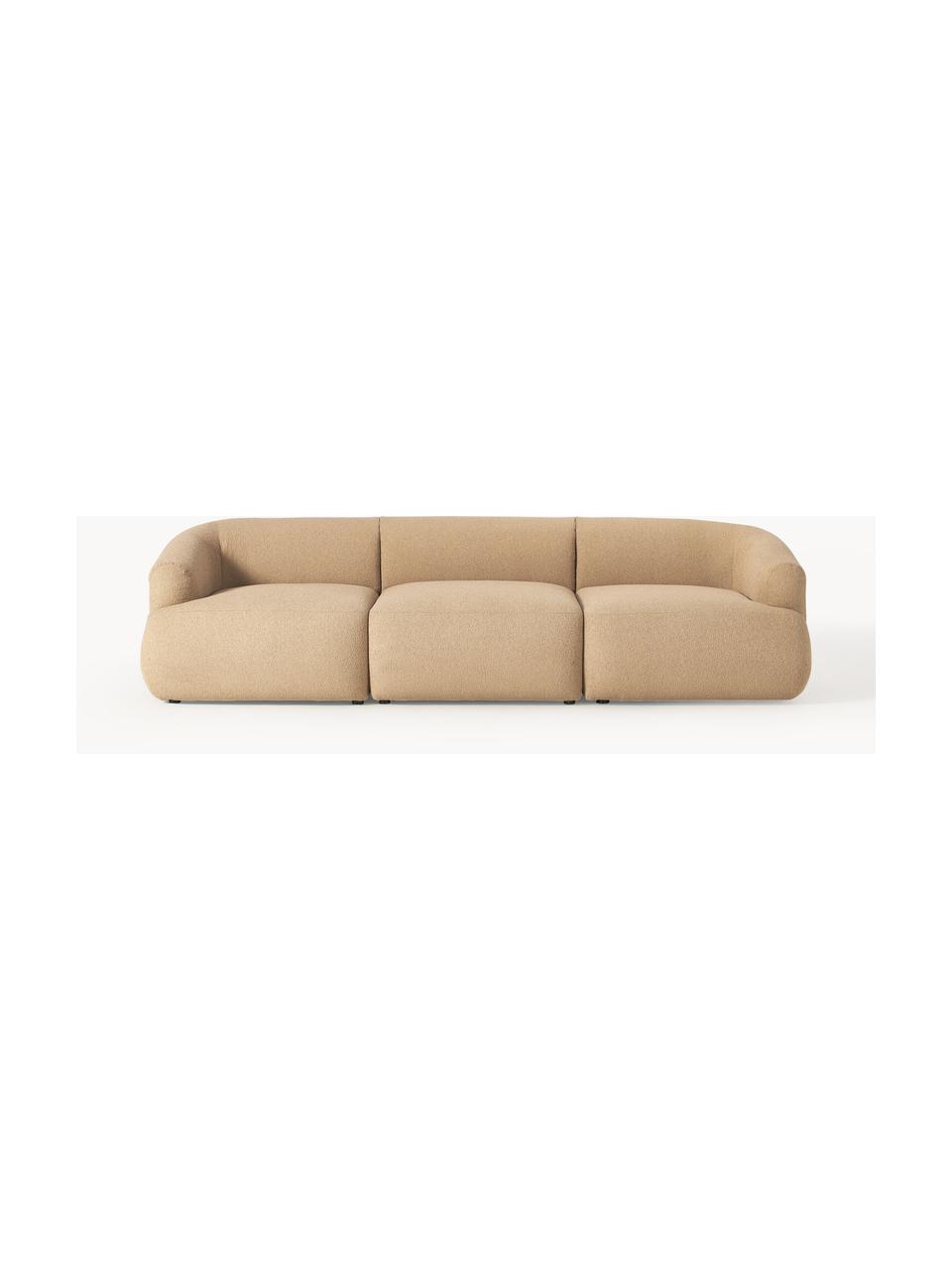 Sofá modular en tejido bouclé Sofia (3 plazas), Tapizado: tejido bouclé (100% polié, Estructura: madera de abeto, tablero , Patas: plástico Este producto es, Bouclé beige, An 277 x F 103 cm