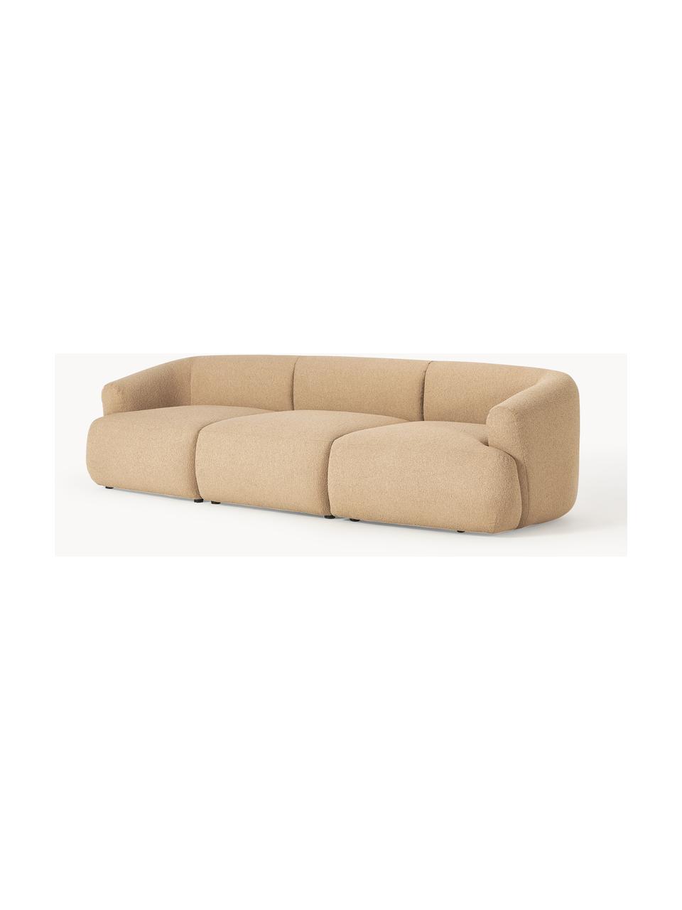 Modulares Bouclé-Sofa Sofia (3-Sitzer), Bezug: Bouclé (100 % Polyester) , Gestell: Fichtenholz, Spanplatte, , Füße: Kunststoff Dieses Produkt, Bouclé Beige, B 277 x T 103 cm