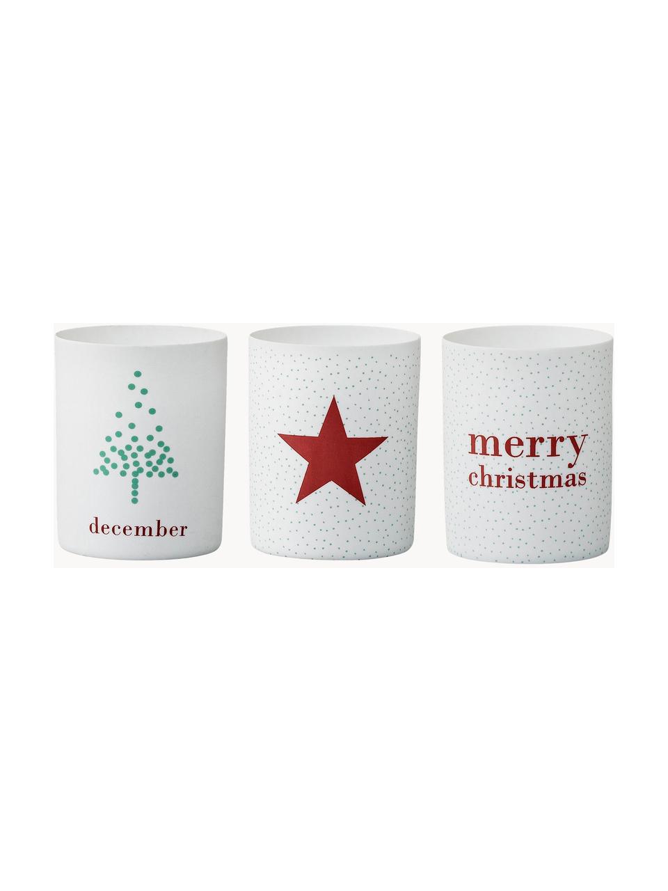 Set de portavelas Ander, 3 uds., Porcelana, Blanco, rojo, verde, Ø 8 x Al 6 cm