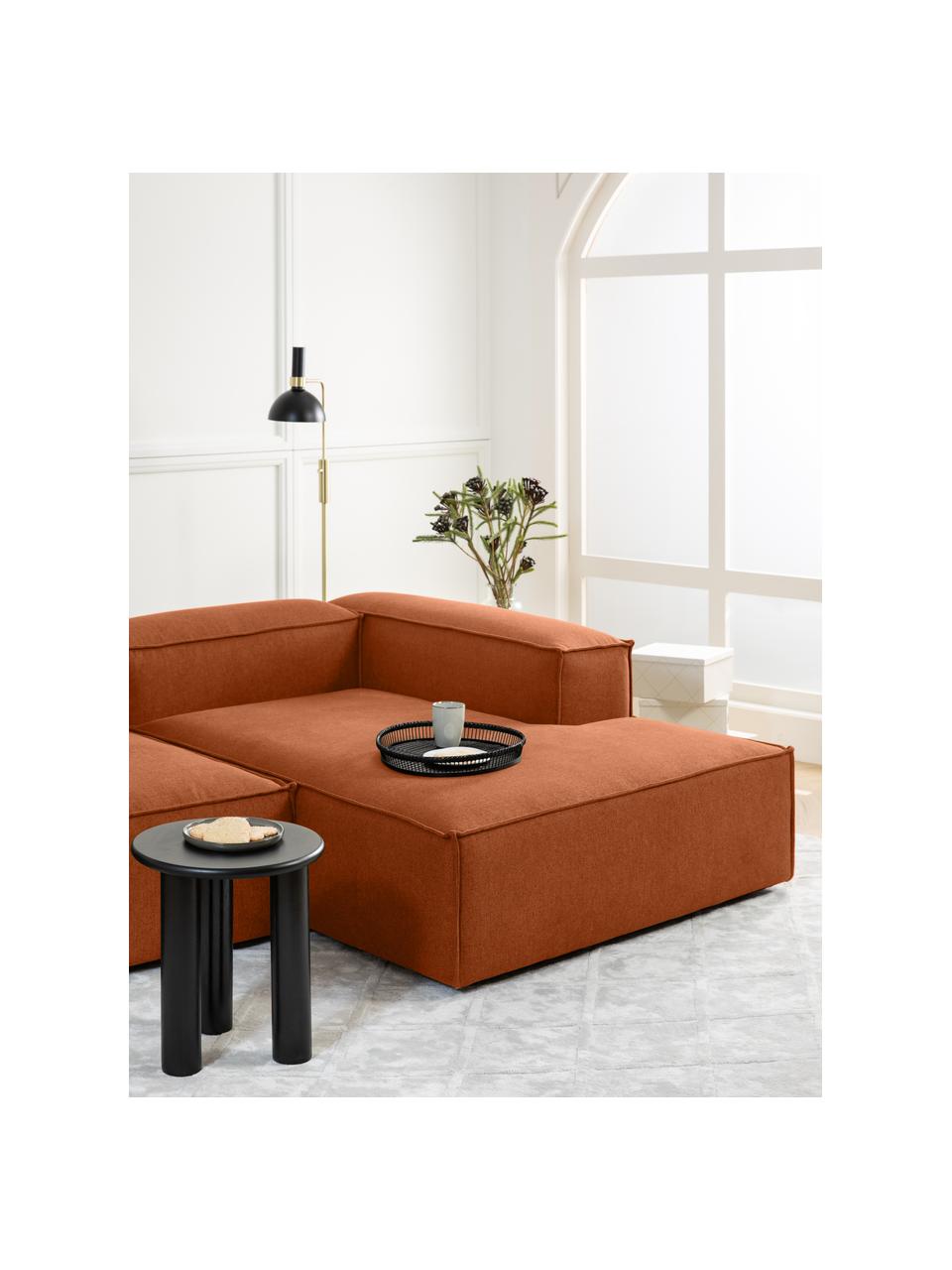 Narożna sofa modułowa Lennon, Tapicerka: poliester Dzięki tkaninie, Stelaż: lite drewno sosnowe z cer, Nogi: tworzywo sztuczne Materia, Terakotowa tkanina, S 238 x G 180 cm, prawostronna