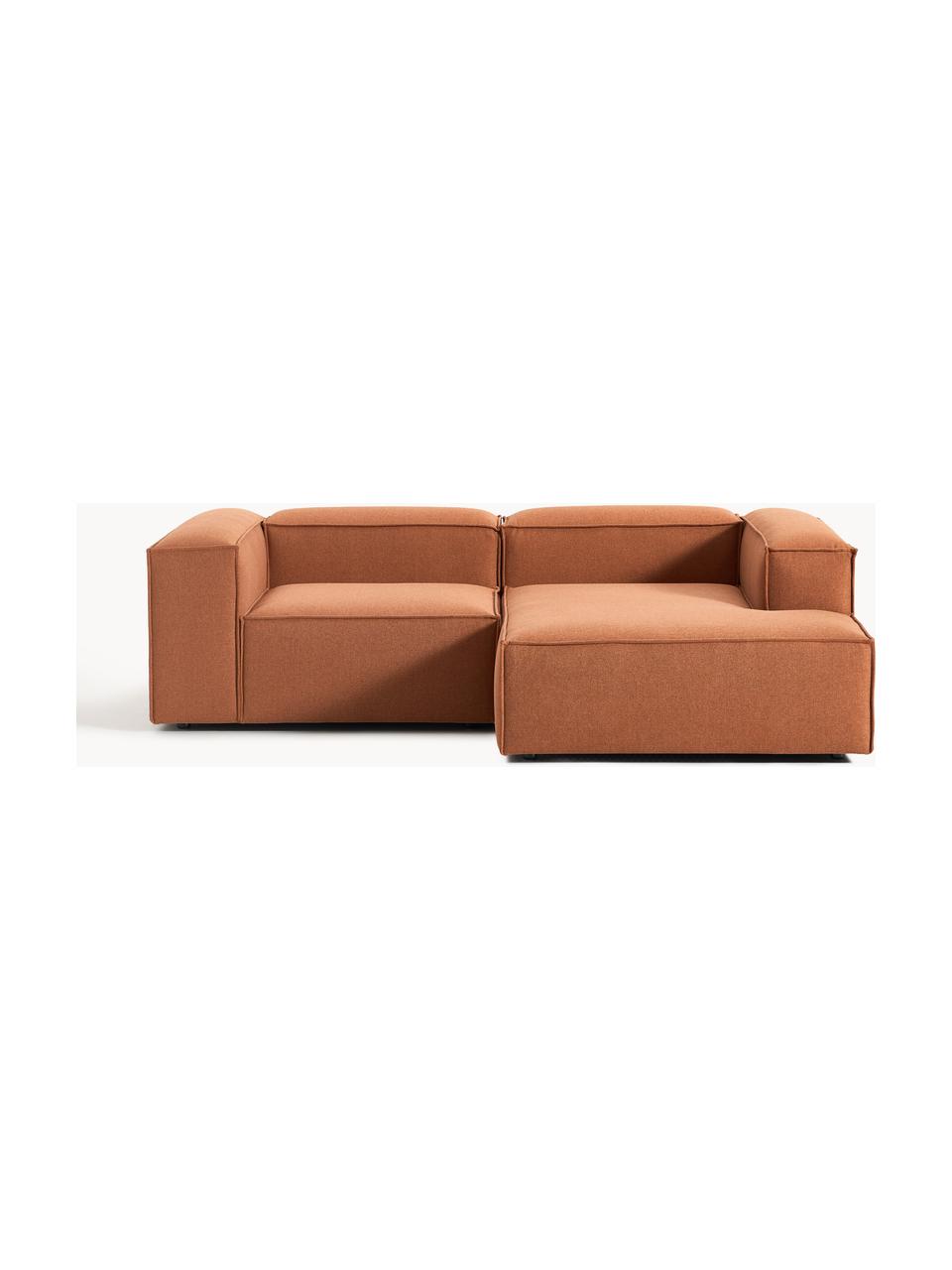 Modulares Ecksofa Lennon, Bezug: Polyester Der hochwertige, Gestell: Massives Kiefernholz, Spe, Füße: Kunststoff Die Füße befin, Webstoff Terrakotta, B 238 x T 180 cm, Eckteil links