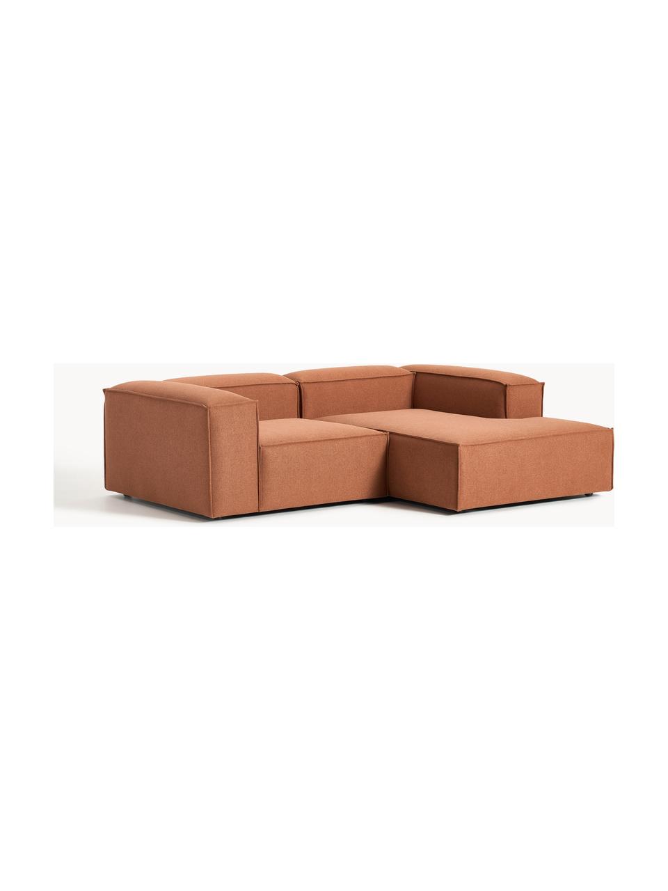 Modulares Ecksofa Lennon, Bezug: Polyester Der hochwertige, Gestell: Massives Kiefernholz, Spe, Füße: Kunststoff Die Füße befin, Webstoff Terrakotta, B 238 x T 180 cm, Eckteil links