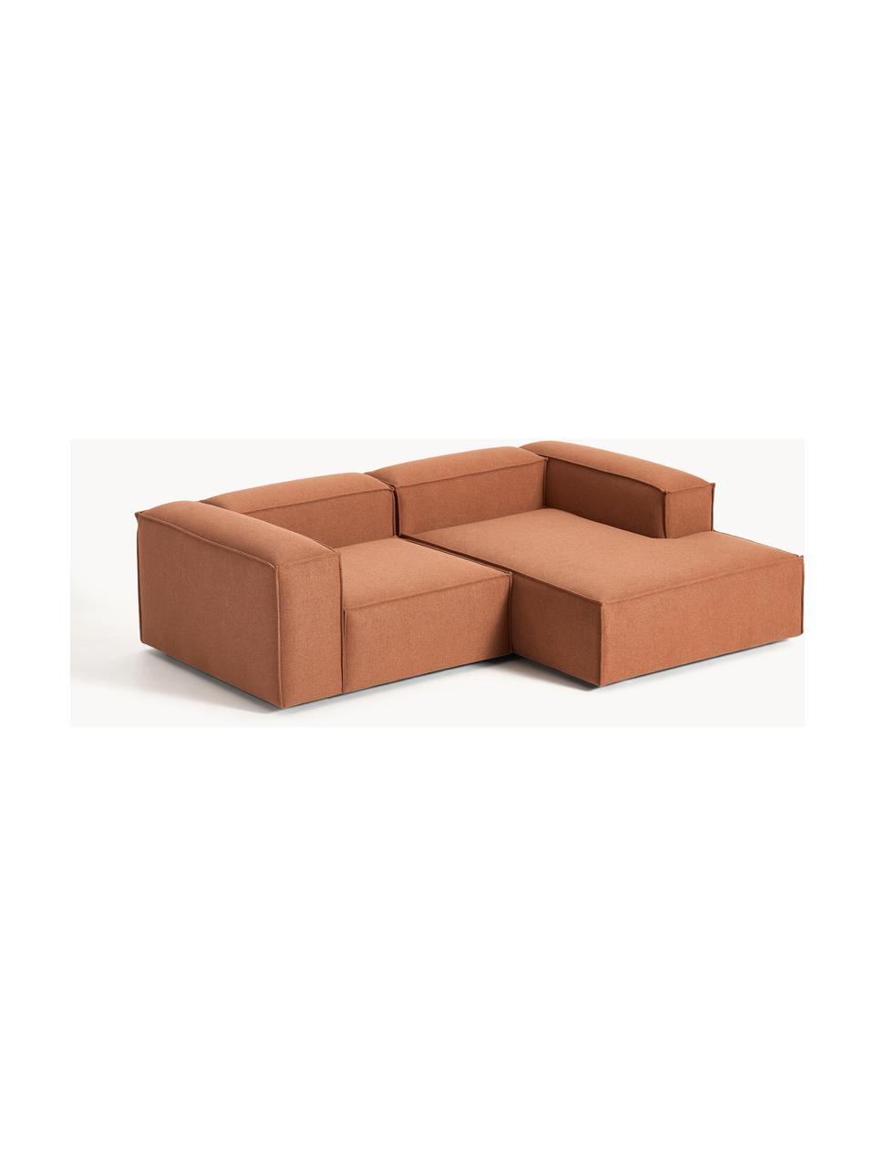 Modulares Ecksofa Lennon, Bezug: Polyester Der hochwertige, Gestell: Massives Kiefernholz, Spe, Füße: Kunststoff Die Füße befin, Webstoff Terrakotta, B 238 x T 180 cm, Eckteil links