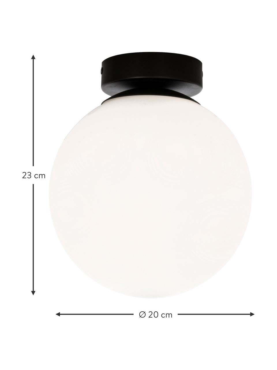 Kleine Deckenleuchte Lido aus Opalglas, Schwarz, Weiß, Ø 20 x H 23 cm