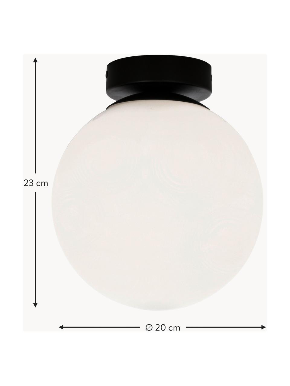 Malá stropná lampa z opálového skla Lido, Čierna, biela, Ø 20 x V 23 cm
