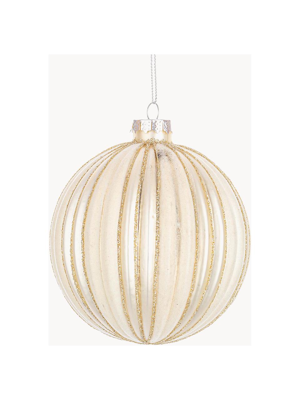 Palline albero di Natale Clio, varie misure, Vetro, Beige chiaro, dorato, Ø 10 x Alt. 10 cm, 8 pz