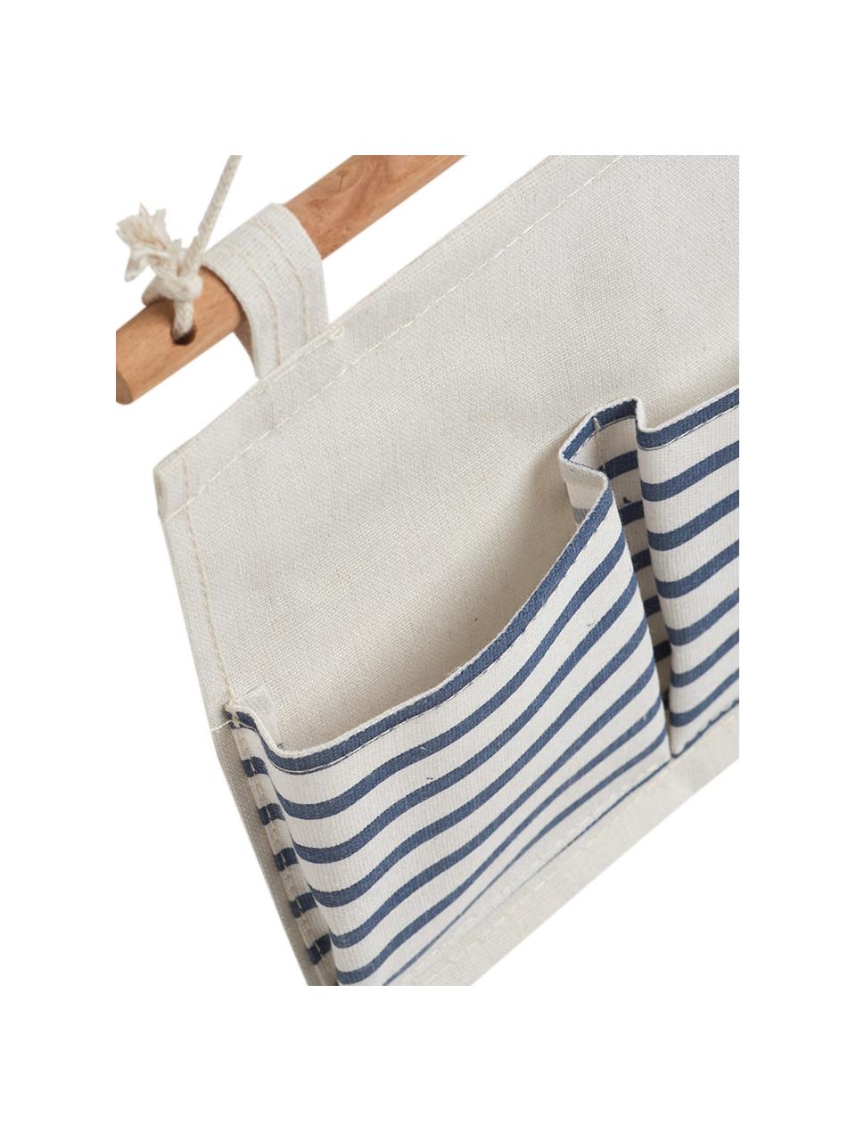 Organizer con 3 scomparti Stripes, Asta: legno, Bianco, blu, Larg. 35 x Alt. 26 cm