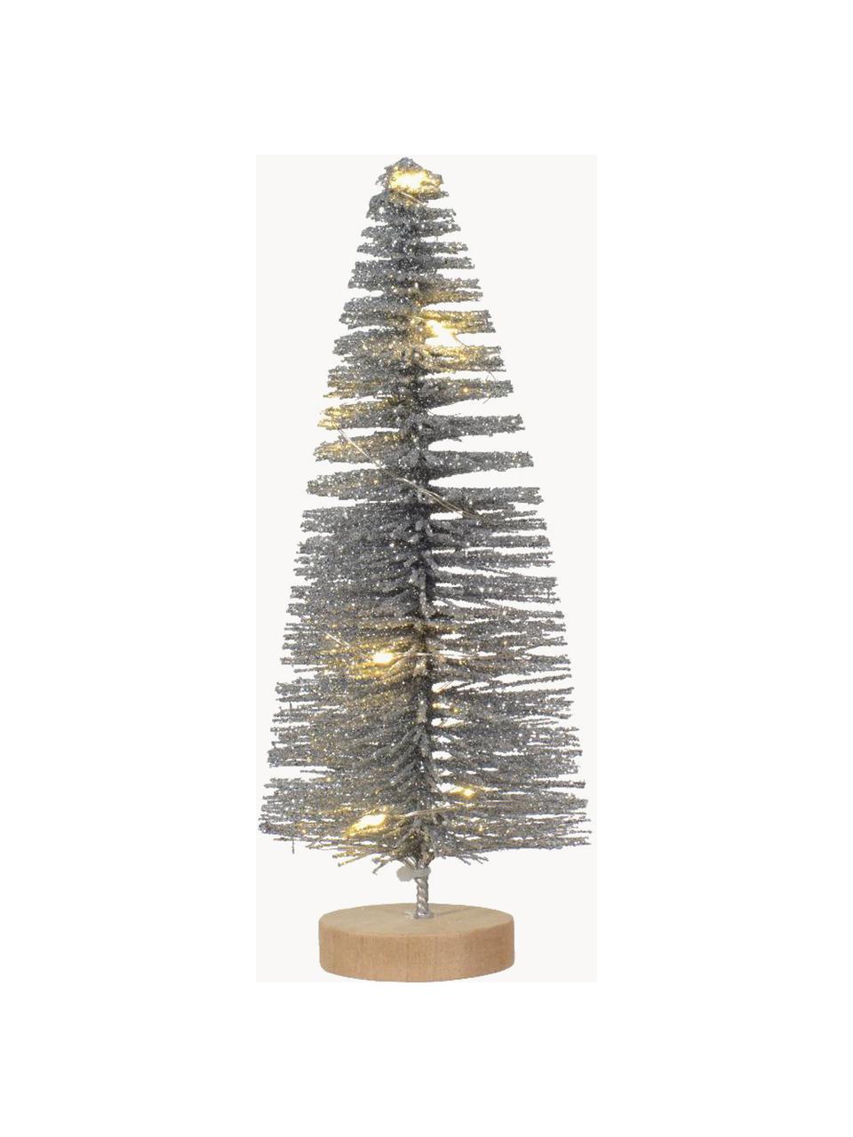 Batterij-aangedreven LED-kerstboom Lights op batterijen met timerfunctie, Zilverkleurig, Ø 8 x H 20 cm