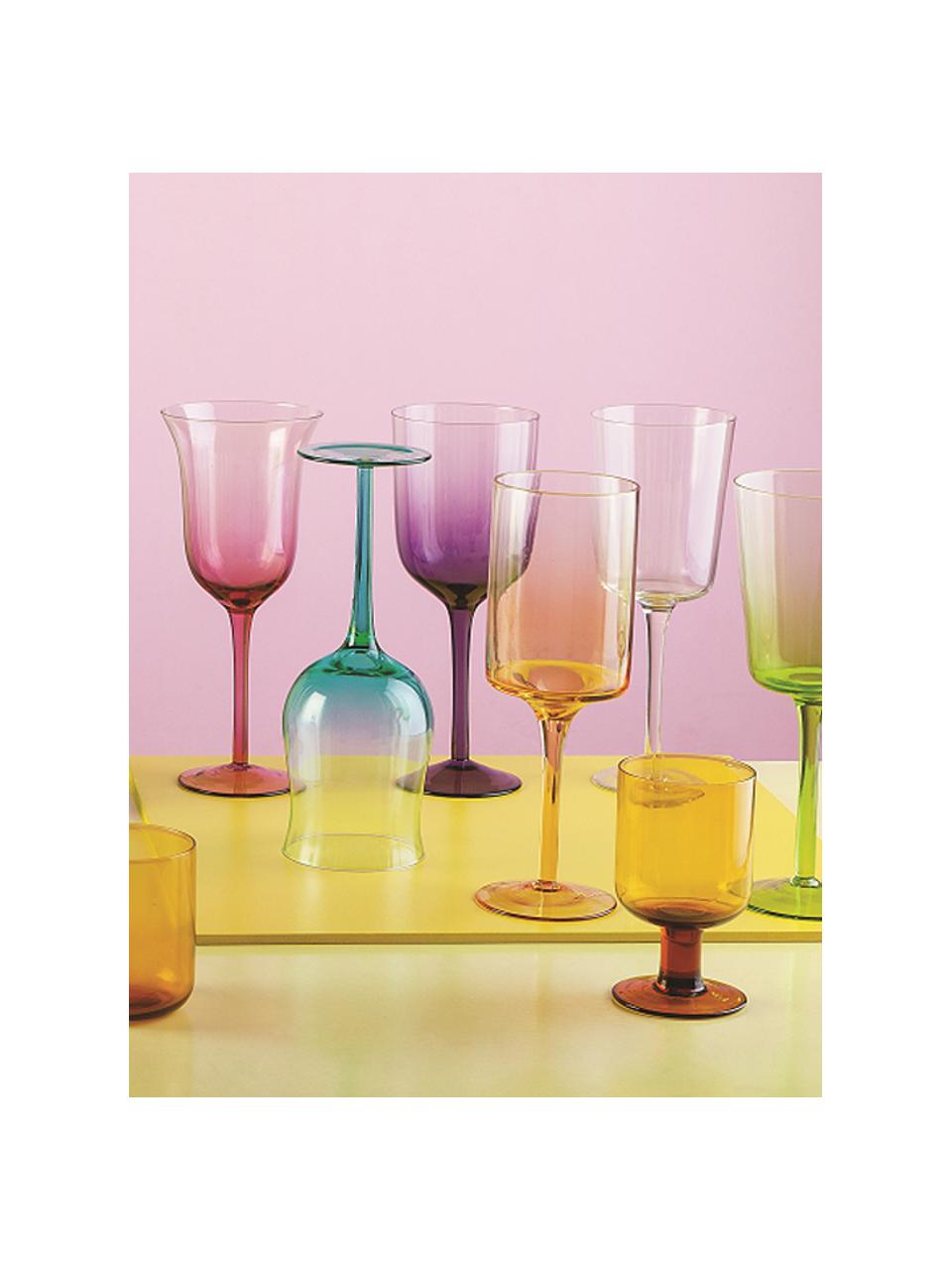 Bicchiere da vino in vetro soffiato giallo Bloom 6 pz, Vetro soffiato, Giallo, Ø 7 x Alt. 12 cm, 220 ml