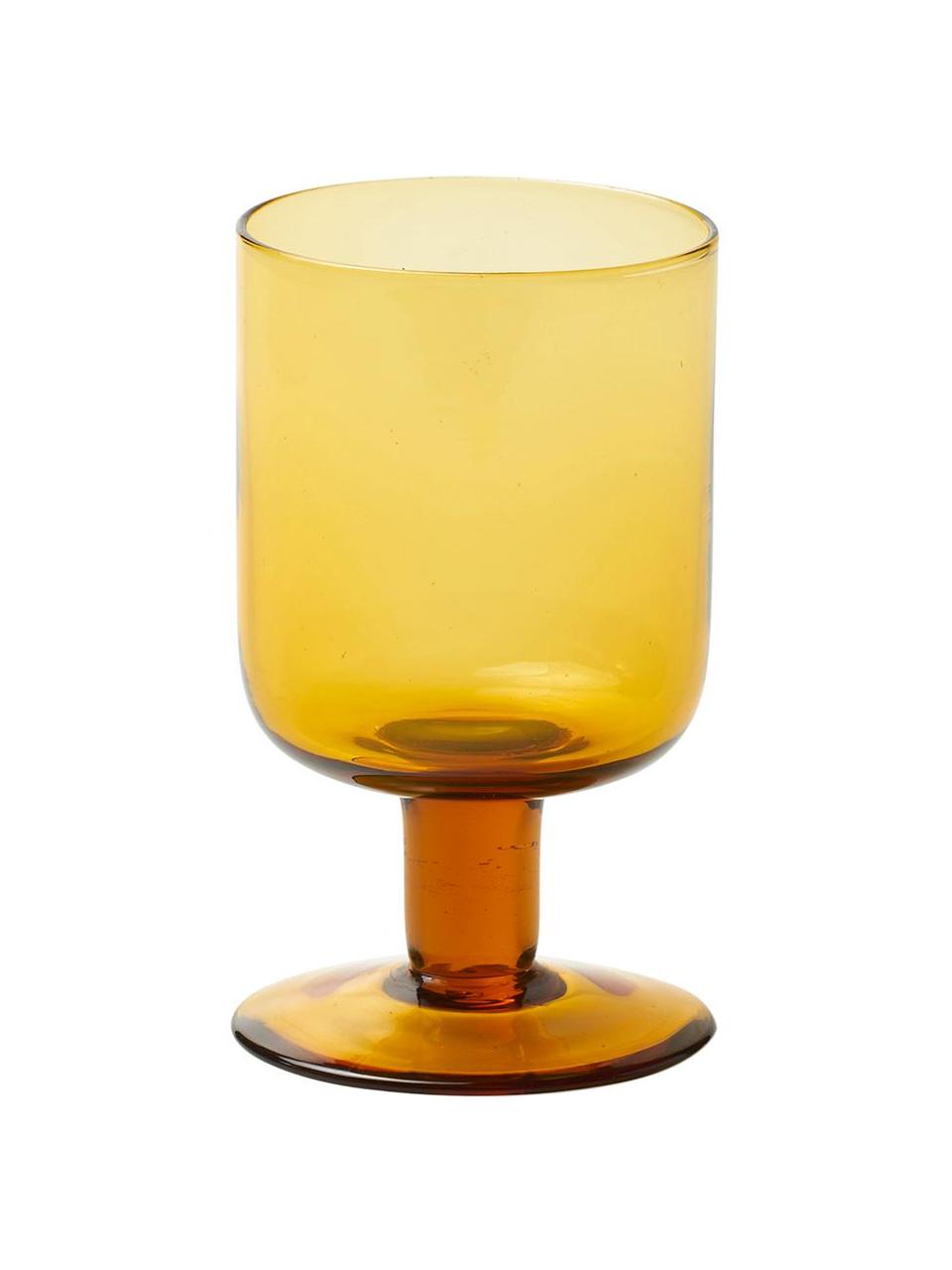 Ručně foukané sklenice na víno Bloom, 6 ks, Foukané sklo, Žlutá, Ø 7 cm, V 12 cm, 220 ml