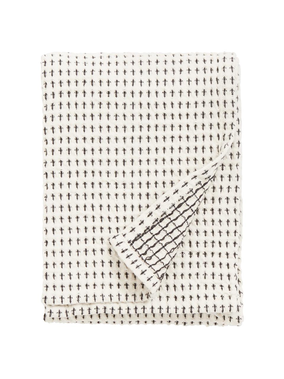 Ręcznik kuchenny z bawełny Stirly, 2 szt., 100% bawełna, Złamana biel, czarny, S 50 x D 70 cm