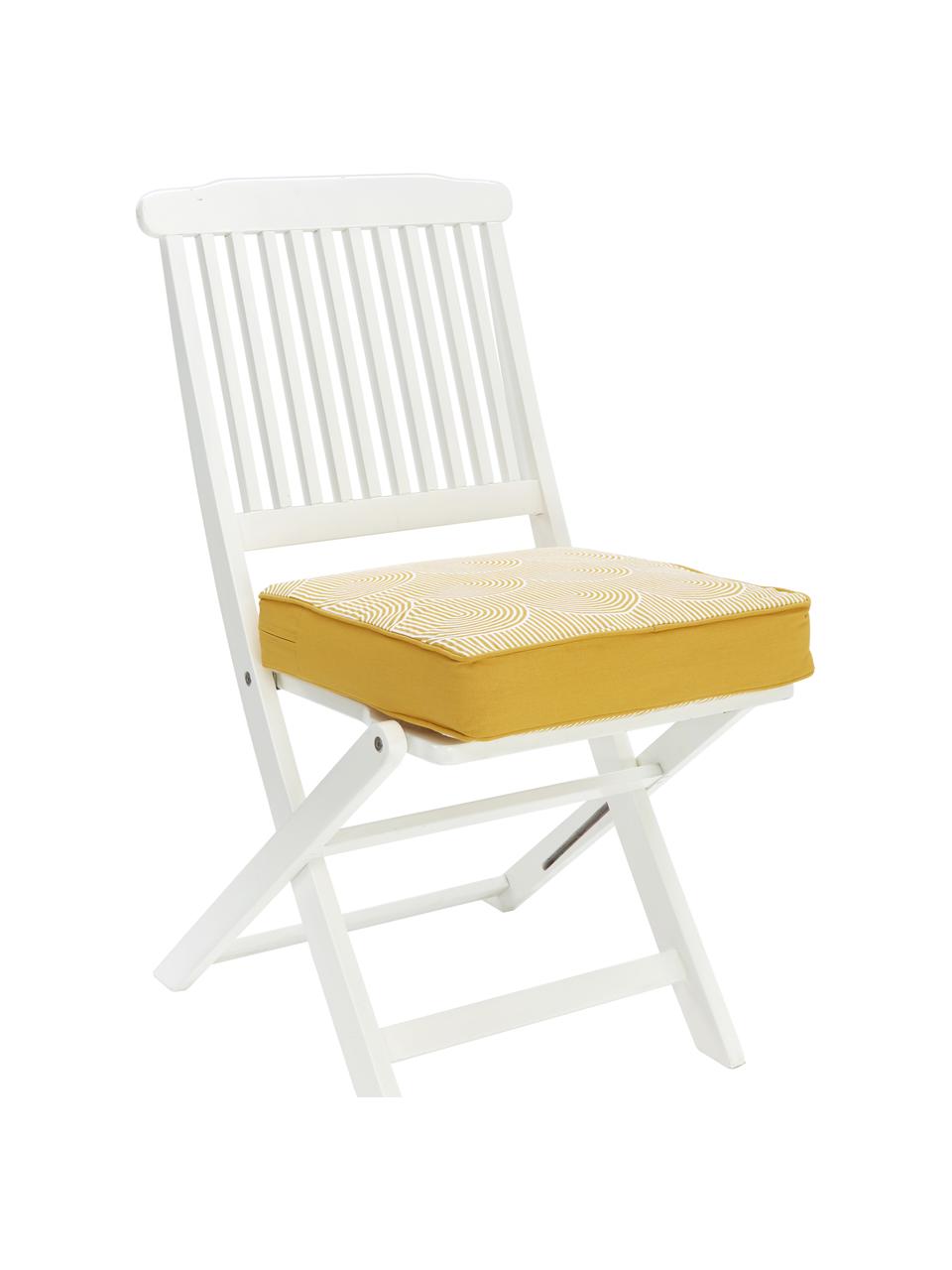 Cuscino sedia alto giallo/bianco Arc, Rivestimento: 100% cotone, Giallo, Larg. 40 x Lung. 40 cm