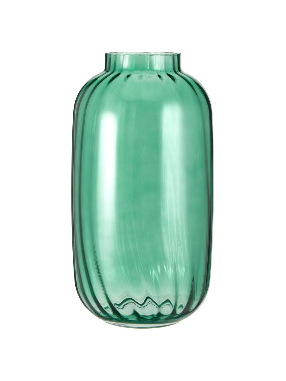 Vaso grande in vetro soffiato Stina, Vetro, Verde chiaro leggermente trasparente, Ø 16 x Alt. 32 cm