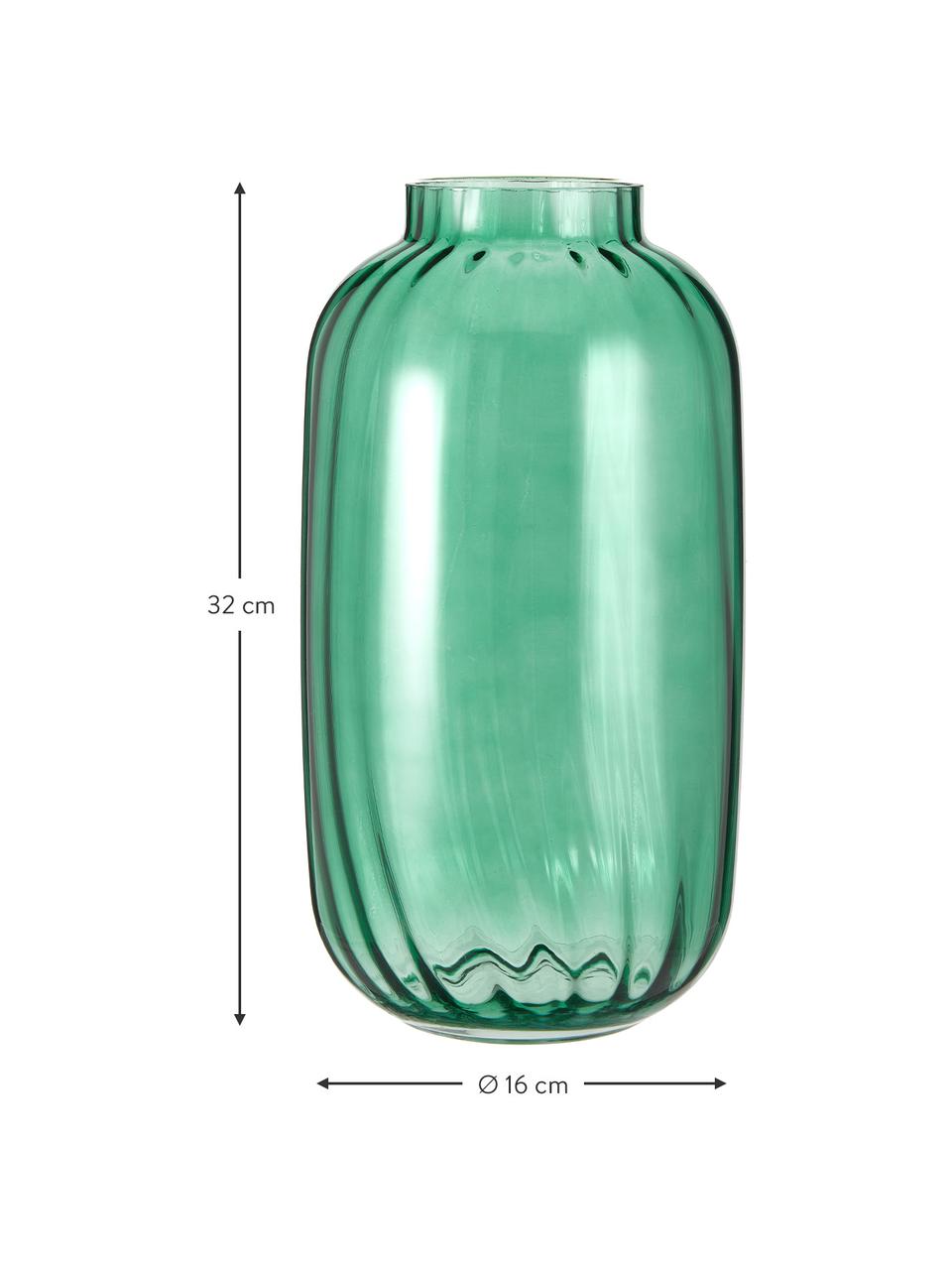 Große mundgeblasene Glas-Vase Stina, Glas, Hellgrün, leicht transparent, Ø 16 x H 32 cm