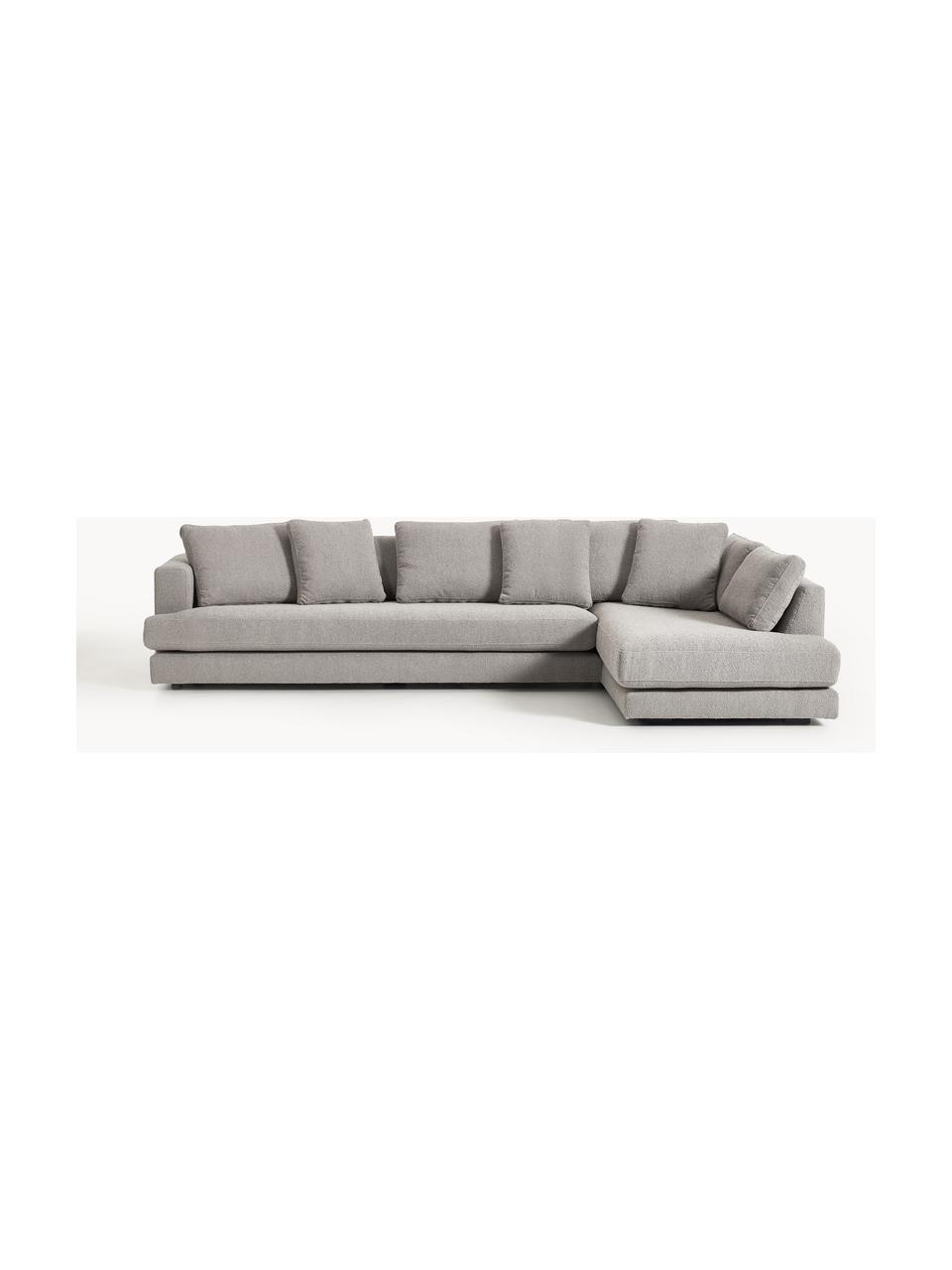 Sofa Bouclé XL Tribeca, Tapicerka: Bouclé (93% poliester, 6%, Stelaż: drewno bukowe, drewno sos, Nogi: drewno sosnowe Ten produk, Szary Bouclé, S 326 x G 192 cm, prawostronna