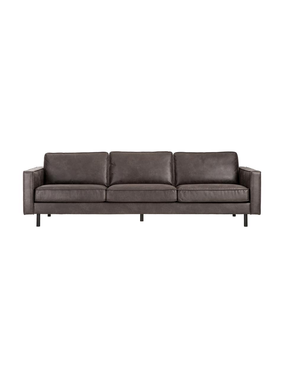 Bank Hunter (4-zits) van gerecycled leer, Bekleding: gerecycled leer (70% leer, Frame: massief grenenhout en vez, Poten: gepoedercoat metaal, Leer bruingrijs, B 264 x D 90 cm