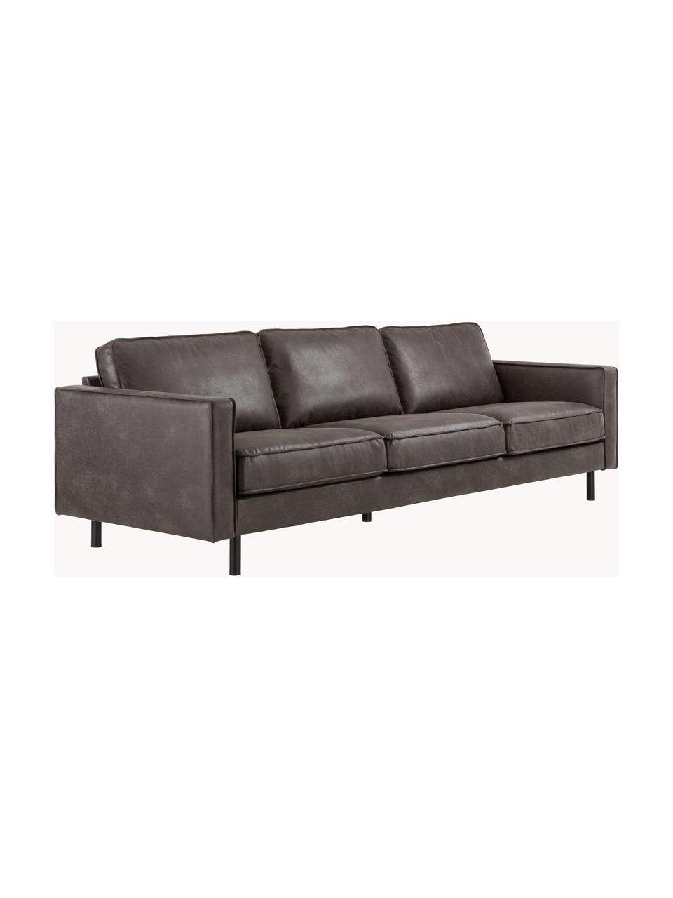 Sofa Hunter (3-Sitzer) aus recyceltem Leder, Bezug: Recyceltes Leder (70% Led, Gestell: Massives Kiefernholz, hoc, Füße: Metall, pulverbeschichtet, Leder Anthrazit, B 264 x T 90 cm