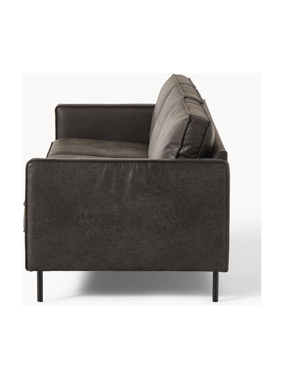 Sofa Hunter (3-Sitzer) aus recyceltem Leder, Bezug: Recyceltes Leder (70% Led, Gestell: Massives Kiefernholz, hoc, Füße: Metall, pulverbeschichtet, Leder Anthrazit, B 264 x T 90 cm