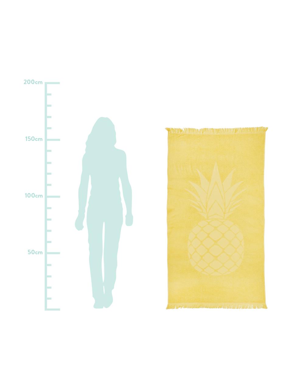 Telo mare in cotone Capri Pineapple, Giallo, Larg. 90 x Lung. 160 cm