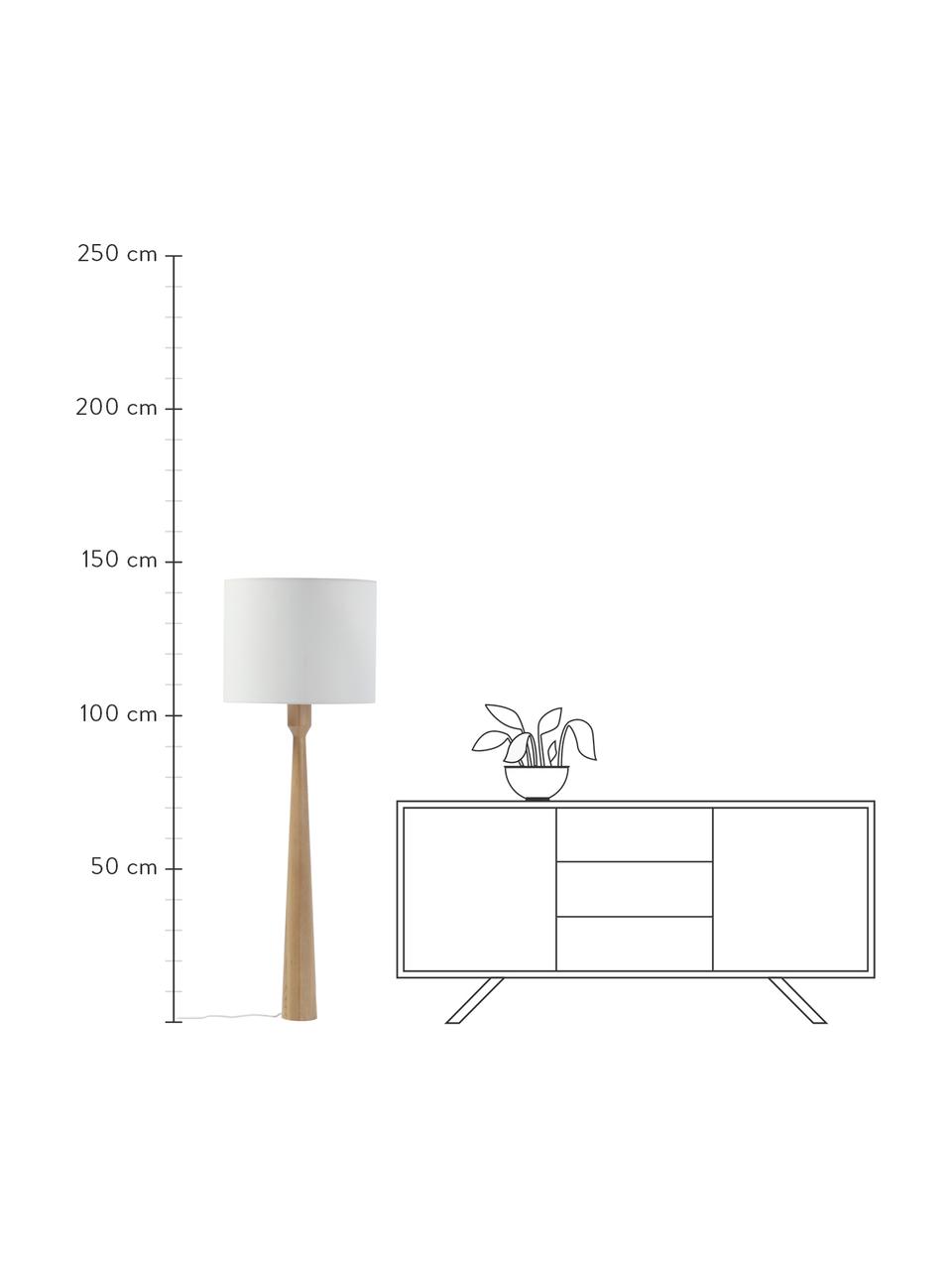 Lampa podłogowa z drewna jesionowego Jascha, Jasne drewno jesionowe, biały, Ø 50 x W 145 cm