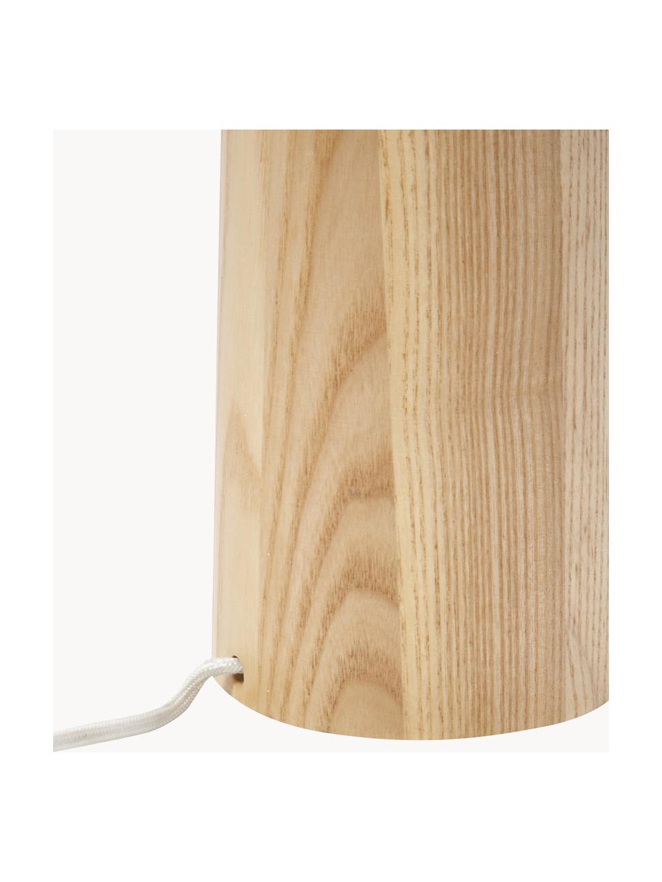 Stojací lampa ze světlého jasanového dřeva Jascha, Světlé jasanové dřevo, bílá, Ø 50 cm, V 145 cm