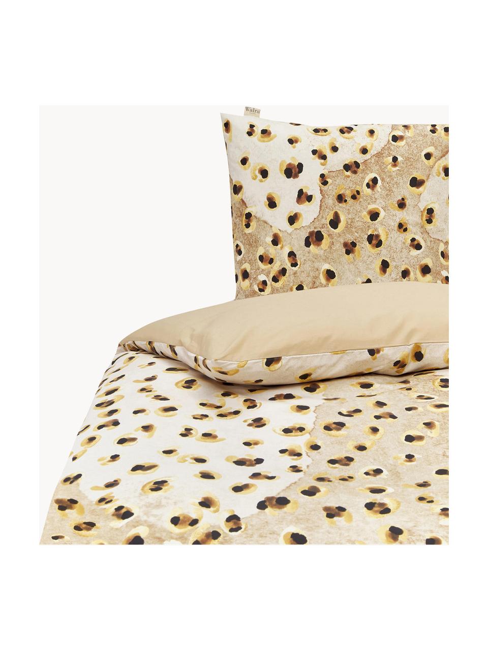 Dubbelzijdige renforcé dekbedovertrek Wild Animal, Weeftechniek: renforcé, Beige- en bruintinten, 200 x 220 cm + 2 kussenhoezen 60 x 70 cm