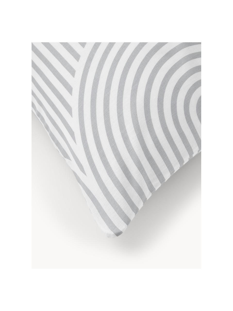Taie d'oreiller en coton Arcs, Gris, blanc, larg. 50 x long. 70 cm