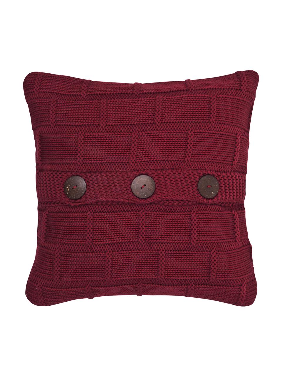 Federa arredo lavorata a maglia Clara, 100% cotone
Bottoni in legno, Rosso, Larg. 40 x Lung. 40 cm