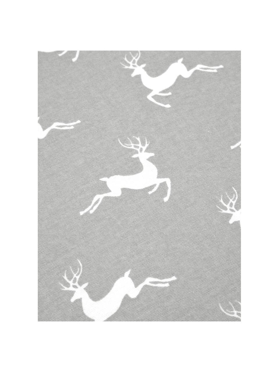 Flanelové povlečení Rudolph, Světle šedá, krémově bílá, 200 x 200 cm + 2 polštáře 80 x 80 cm