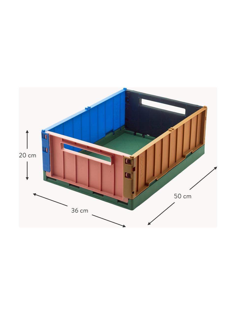 Skládací box Weston, 60 % recyklovaný polypropylen, 40 % polypropylen, Královská modrá, světle hnědá, zelená, růžová, Š 50 cm, V 20 cm