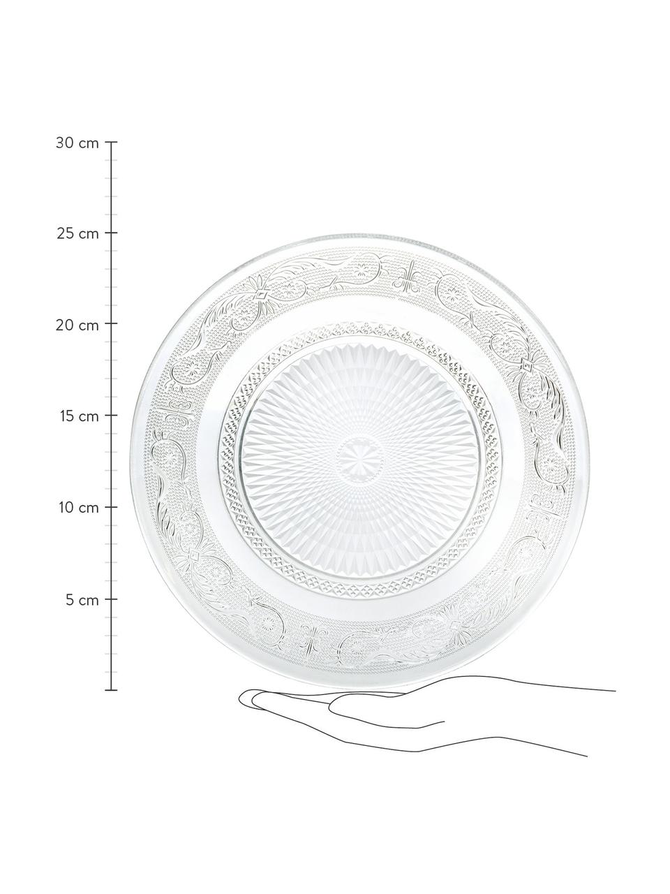 Glazen dinerborden Imperial met gestructureerde oppervlak, 6 stuks, Glas, Transparant, Ø 25 cm