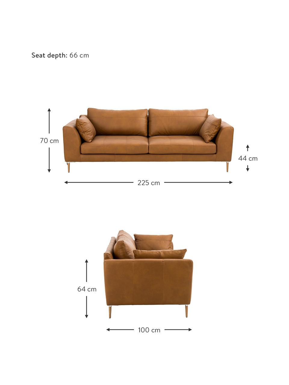 Grand canapé 3 places en cuir Canyon, Cuir cognac, larg. 225 x prof. 100 cm