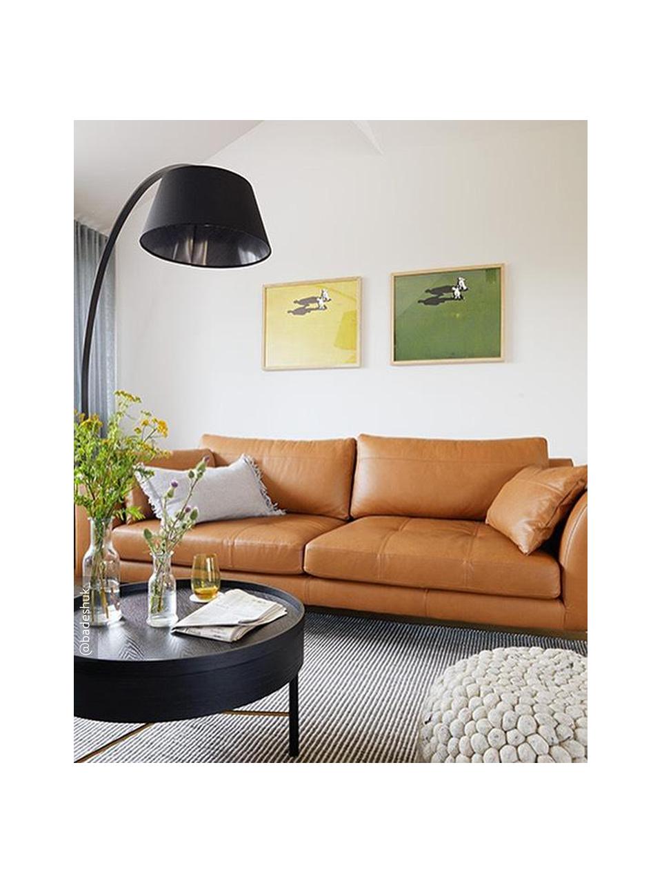 Leder Big Sofa Canyon (3-Sitzer) in Cognacfarben mit Holz-Füßen, Bezug: Semianilinleder, Füße: Buchenholz, Metall, Leder Cognac, Buchenholz, B 225 x T 100 cm