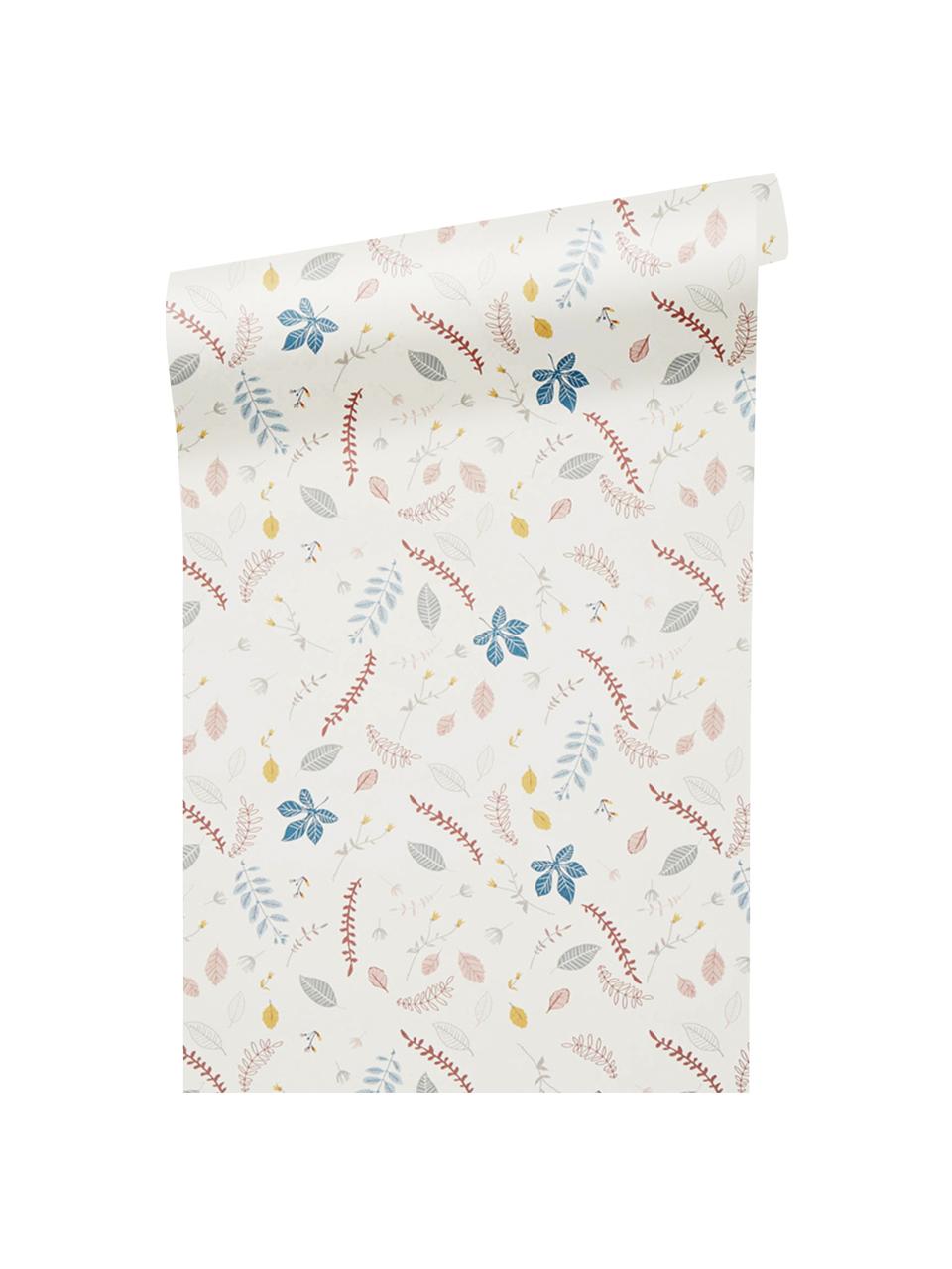 Tapeta Pressed Leaves, Papier, Kremowy, blady różowy, niebieski, szary, żółty, S 53 x D 1005 cm