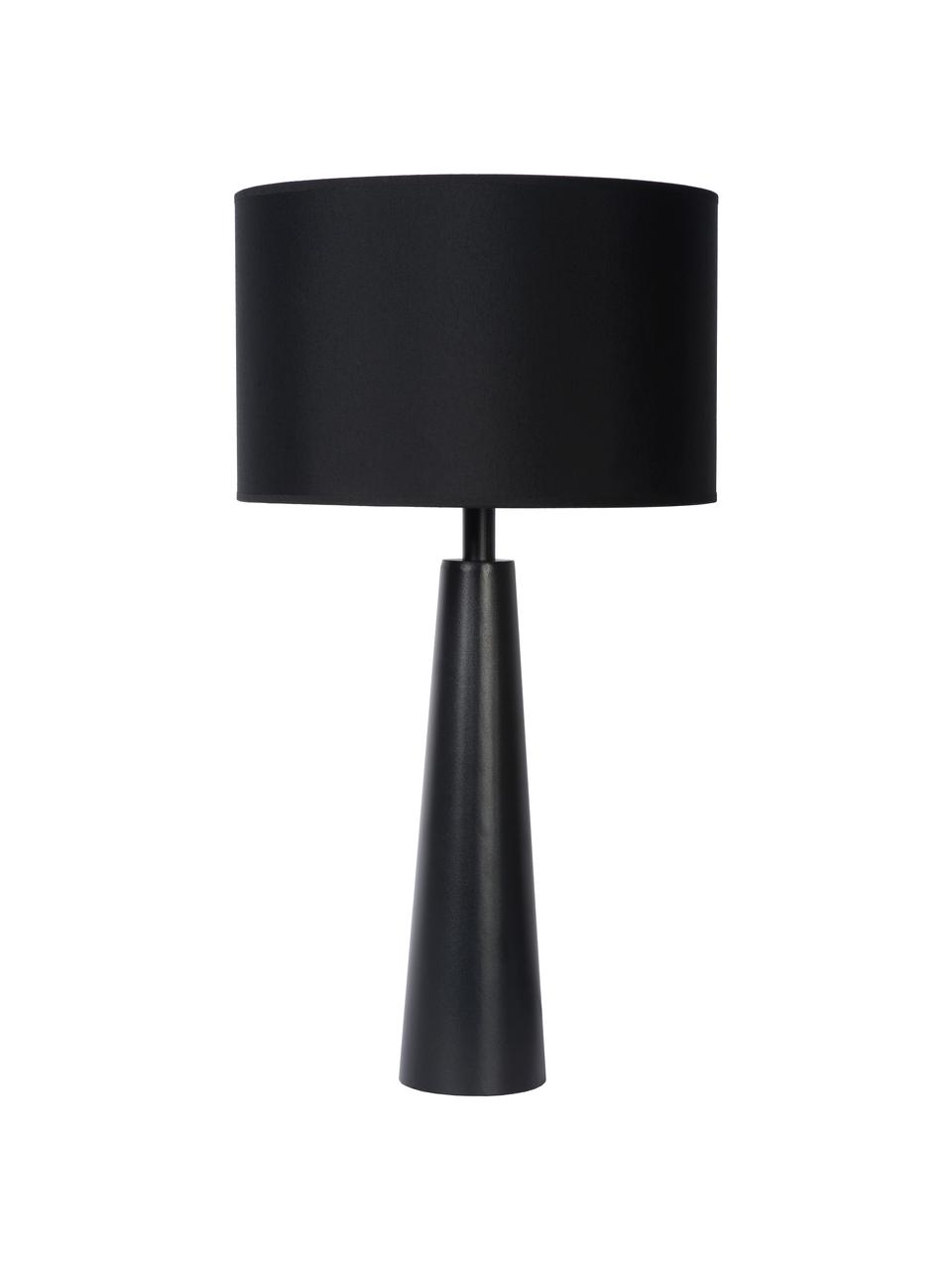 Große Tischlampe Yessin mit Leinenschirm, Lampenschirm: Leinen, Lampenfuß: Metall, beschichtet, Schwarz, Ø 32 x H 58 cm