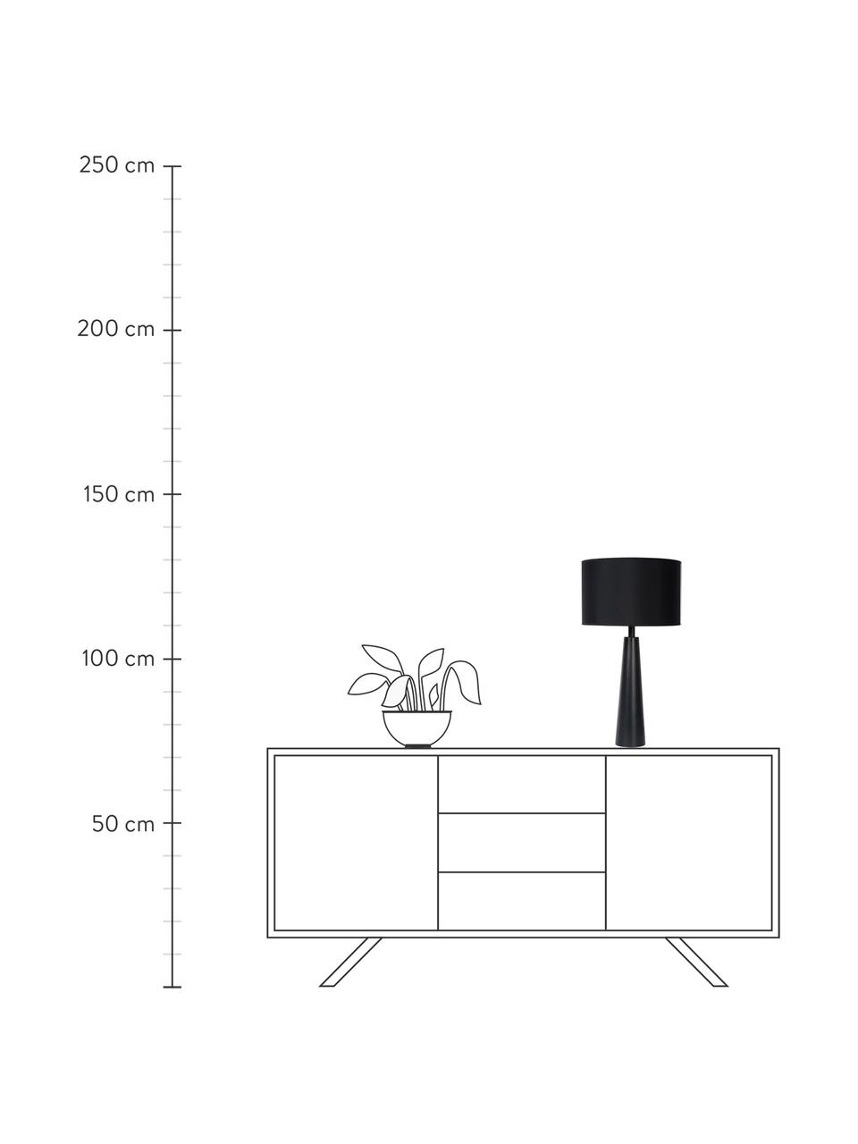 Große Tischlampe Yessin mit Leinenschirm, Lampenschirm: Leinen, Lampenfuß: Metall, beschichtet, Schwarz, Ø 32 x H 58 cm