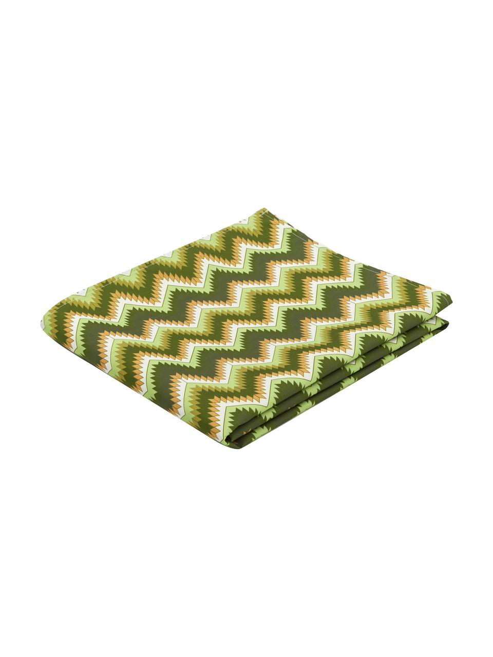 Mantel Zigzag antimanchas de teflón, 100% poliéster con revestimiento de teflón, Verde, De 8 a 10 comensales (An 135 x L 280 cm)