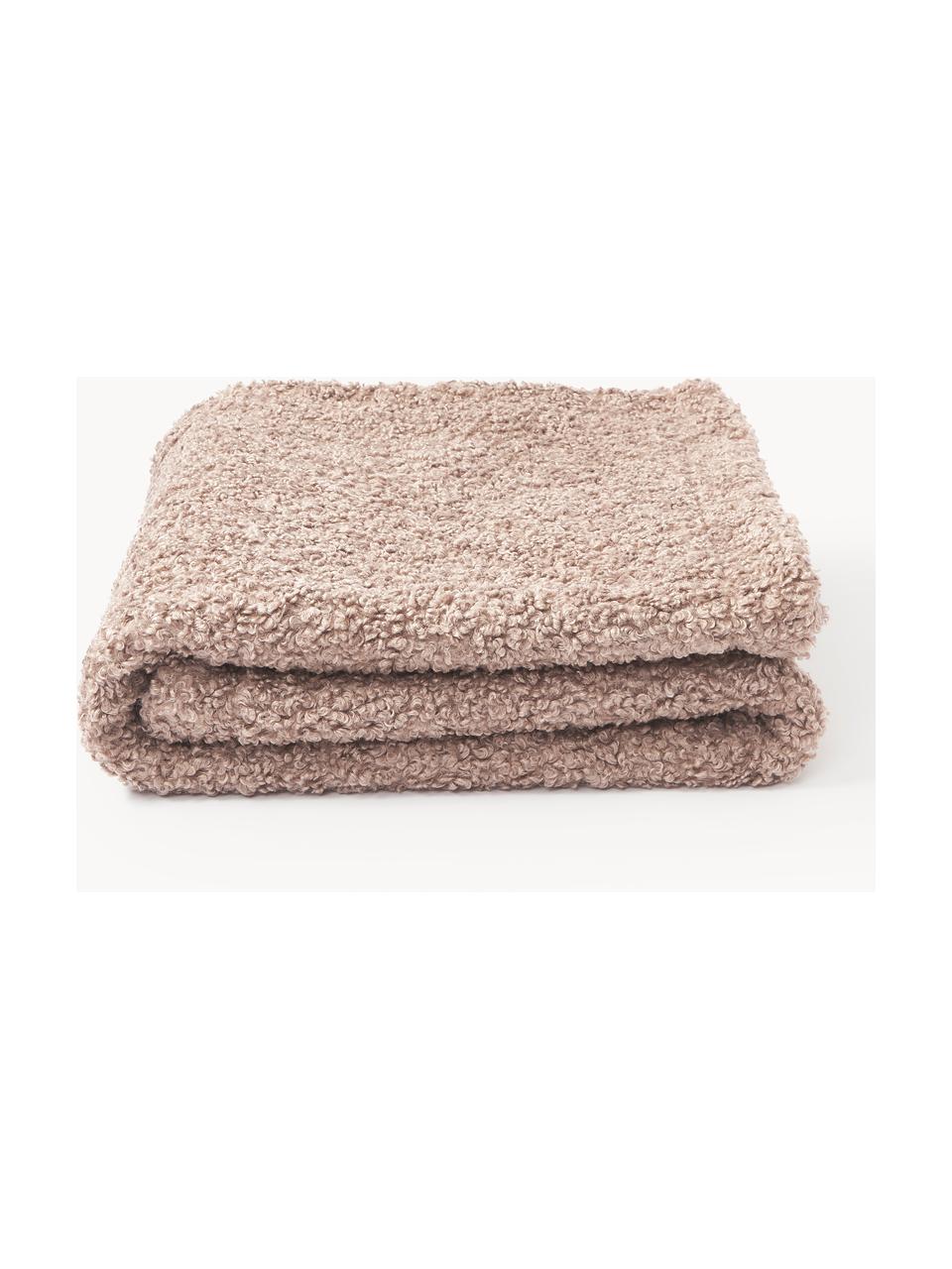Coperta in tessuto teddy Dotty, Retro: 95% poliestere, 5% elasta, Torrone, Larg. 130 x Lung. 170 cm