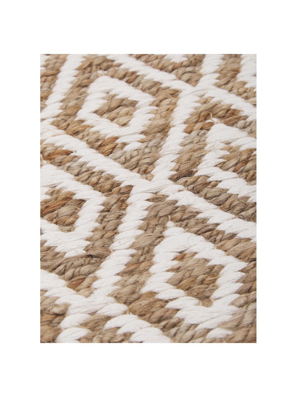 Handgefertigte Jute-Fußmatte Ramos, 100% Jute, Braun, Weiß, B 50 x L 80 cm