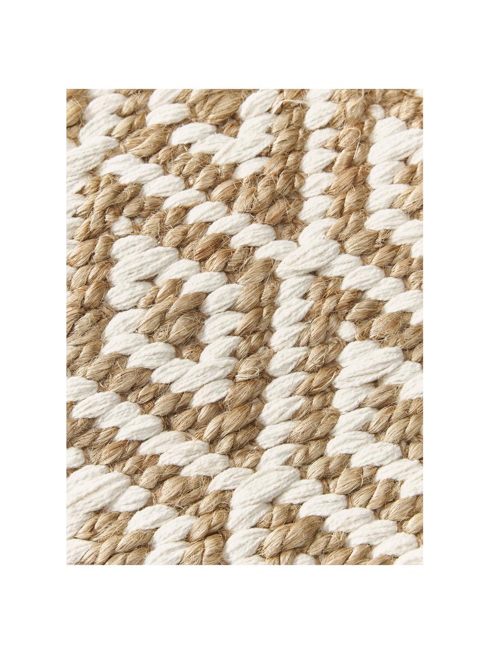 Handgefertigte Jute-Fussmatte Ramos, 100 % Jute, Braun, Weiss, B 50 x L 80 cm