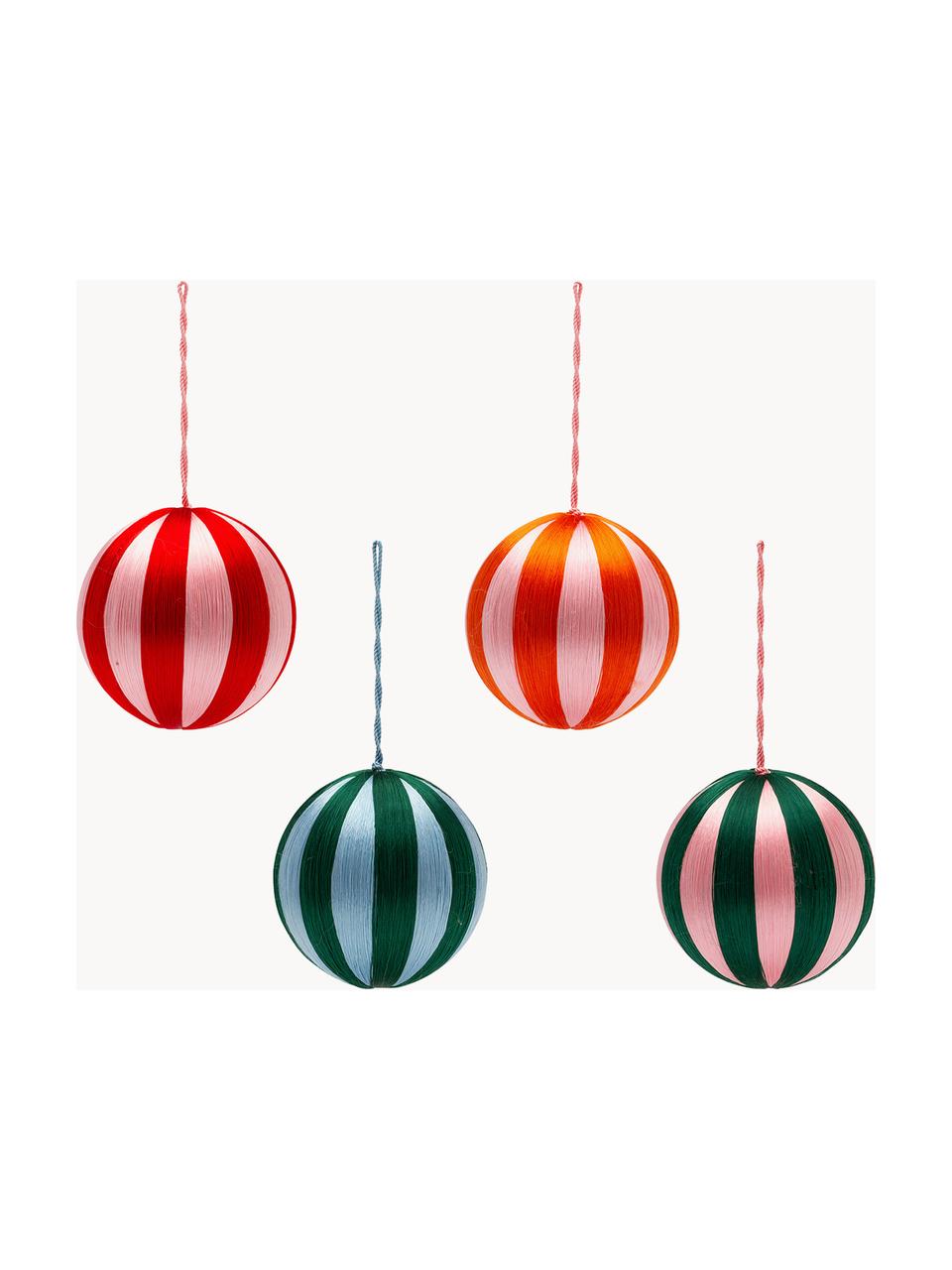 Grote kerstballen Corded, set van 4, Kunstvezels, Meerkleurig, Ø 15 cm