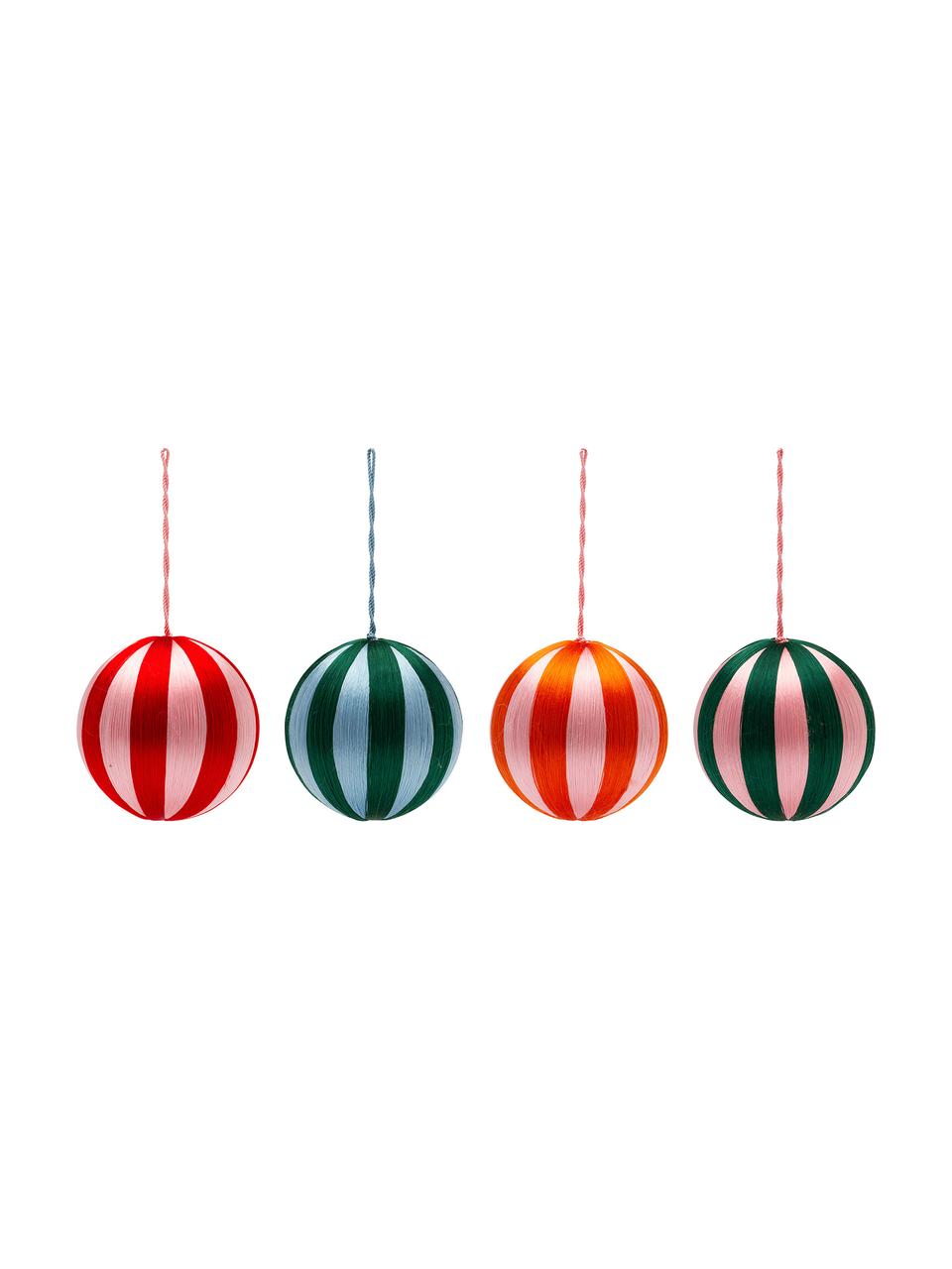 Grote kerstballen Corded, set van 4, Kunstvezels, Meerkleurig, Ø 15 cm