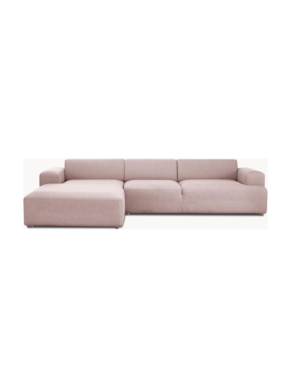 Ecksofa Melva (4-Sitzer), Bezug: 100% Polyester Der hochwe, Gestell: Massives Kiefernholz, Spa, Webstoff Hellrosa, B 319 x T 196 cm, Eckteil rechts