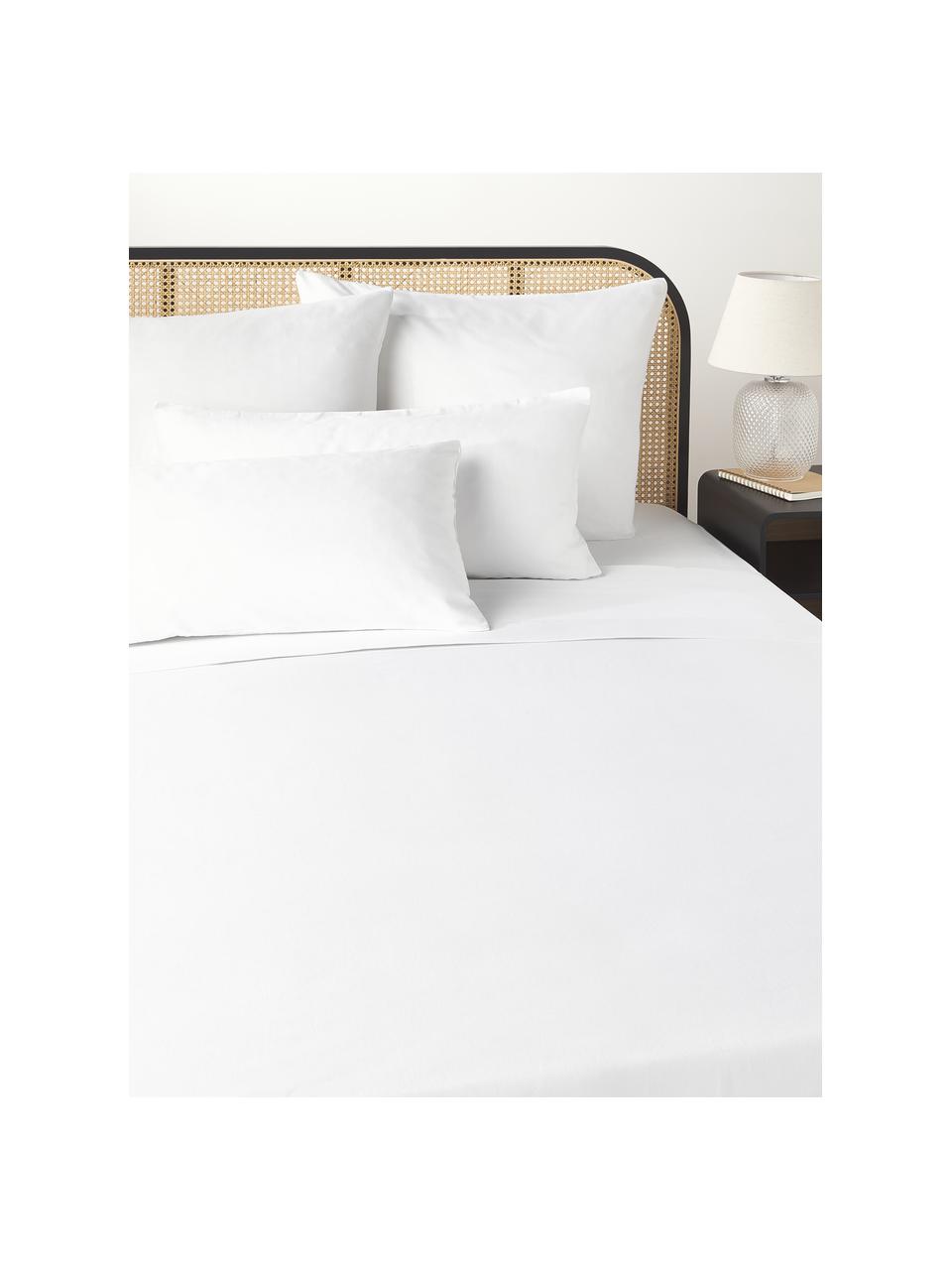 Drap plat en satin de coton Comfort, Blanc, larg. 240 x long. 280 cm