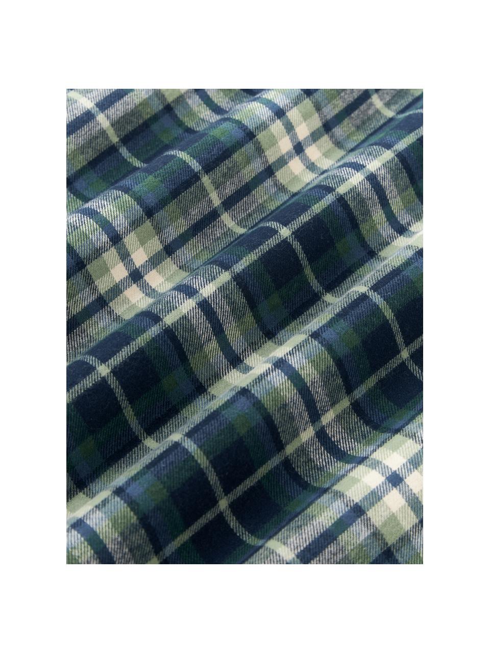 Geruite flanellen dekbedovertrek Macy, Weeftechniek: flanel, Donkerblauw, groen, B 200 x L 200 cm