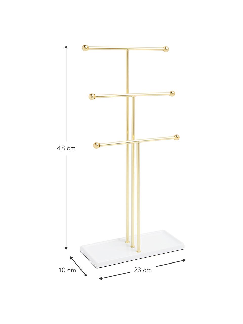 Schmuckhalter Trigem-Gold, Metall, lackiert, Weiss, Goldfarben, B 23 x H 48 cm