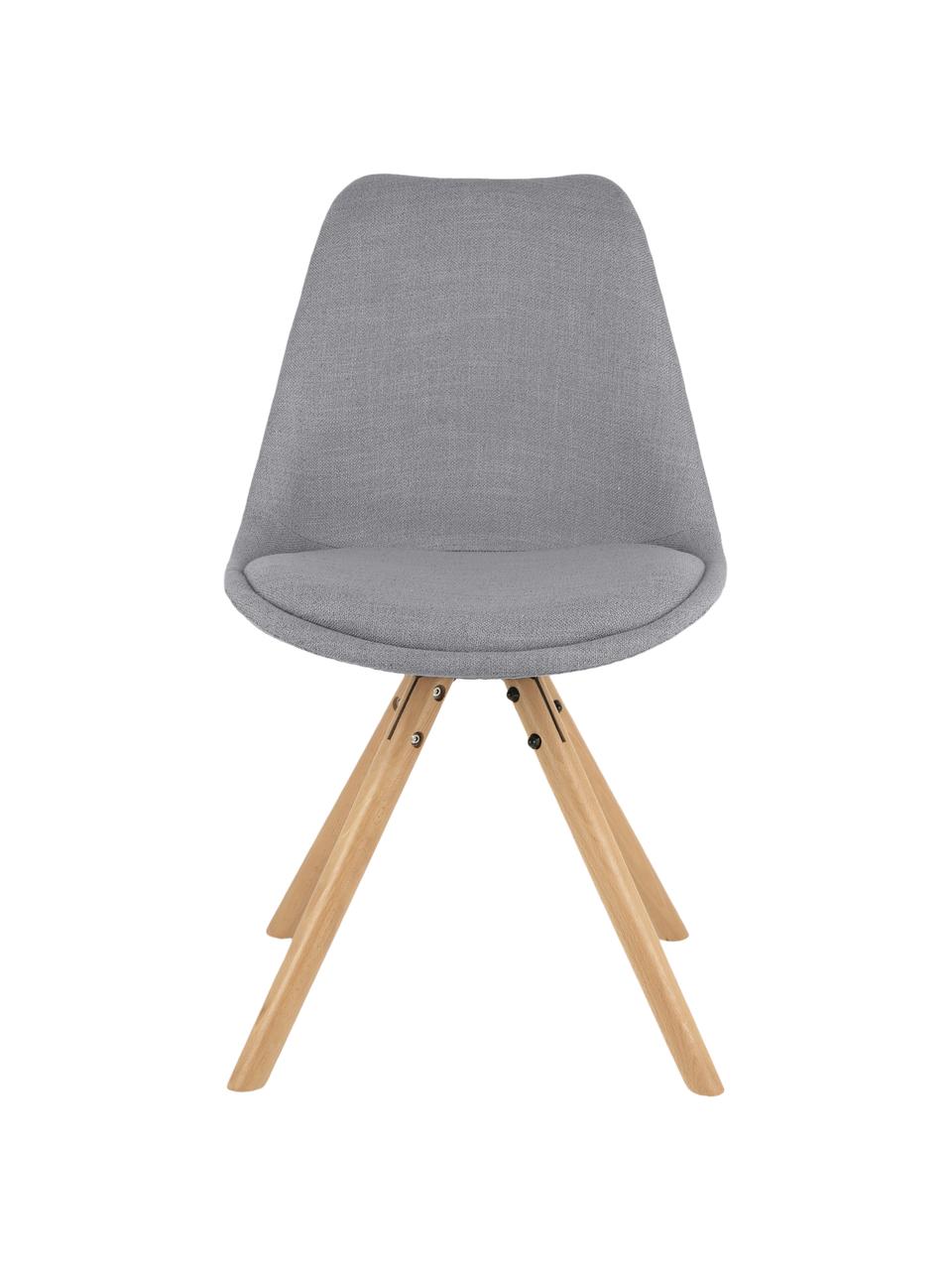 Gestoffeerde stoelen Maxi, 2 stuks, Zitvlak: kunststof, Bekleding: polyester, Poten: beukenhout, Bekleding: grijs. Poten: beukenhoutkleurig, B 46 x D 54 cm